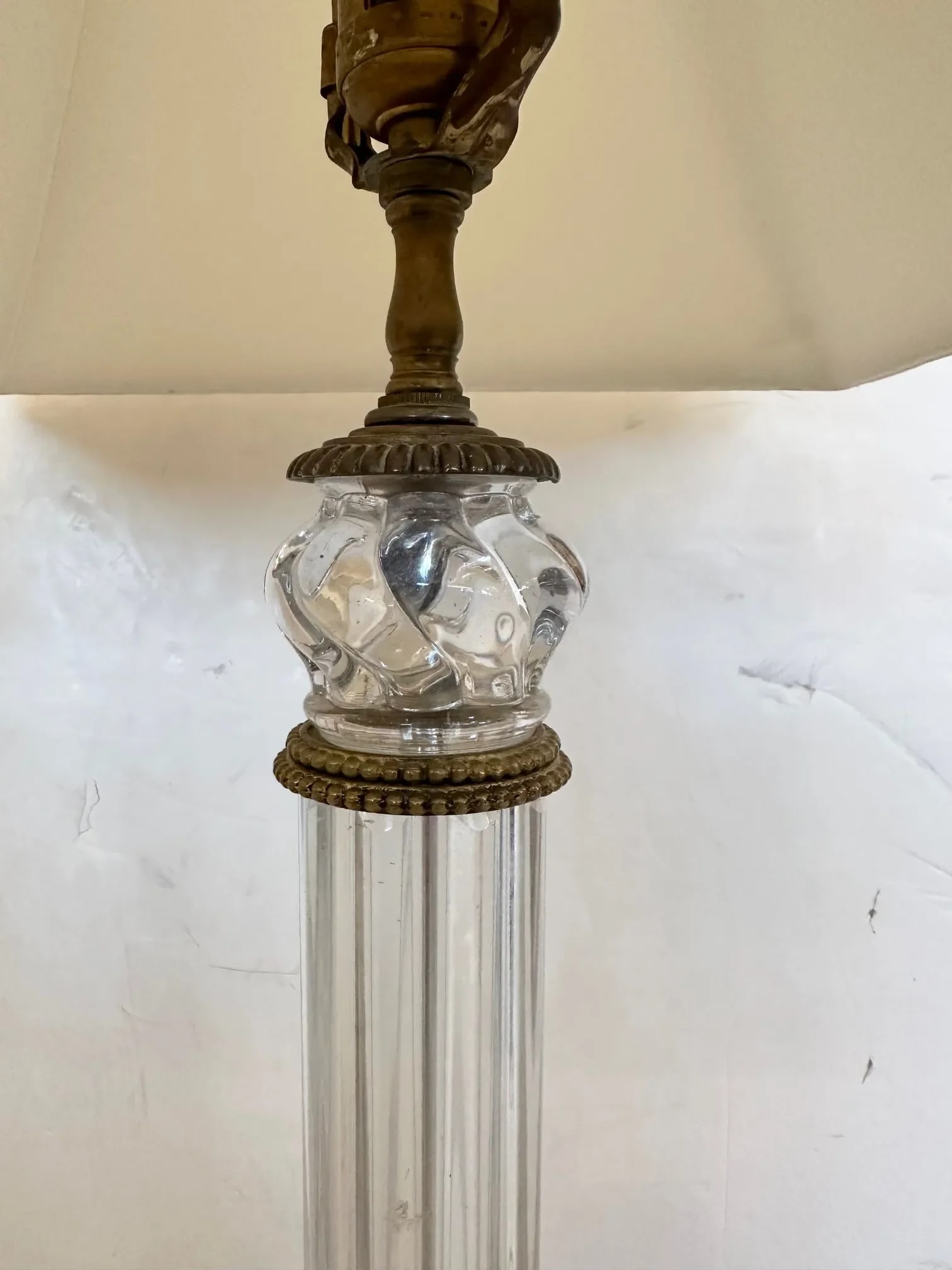 Handblown Baccarat Columnar Lamps With Bronze Mounts -A Pair - 4