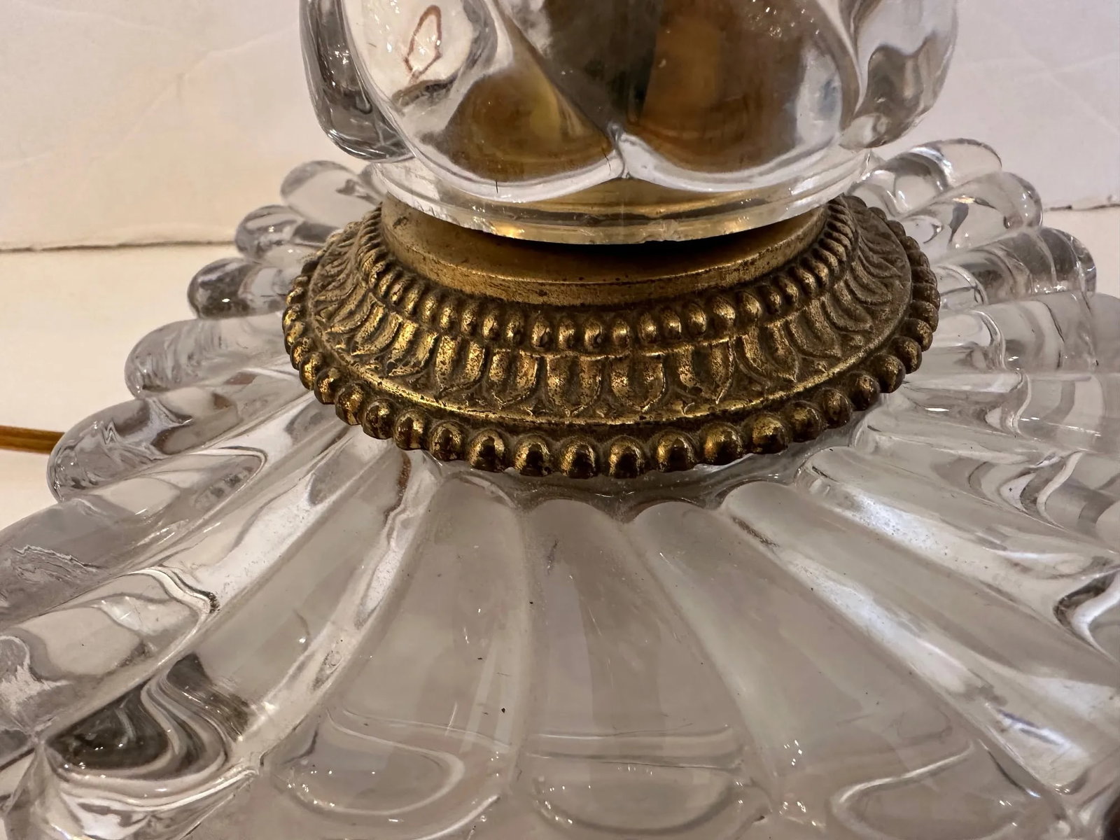 Handblown Baccarat Columnar Lamps With Bronze Mounts -A Pair - 6