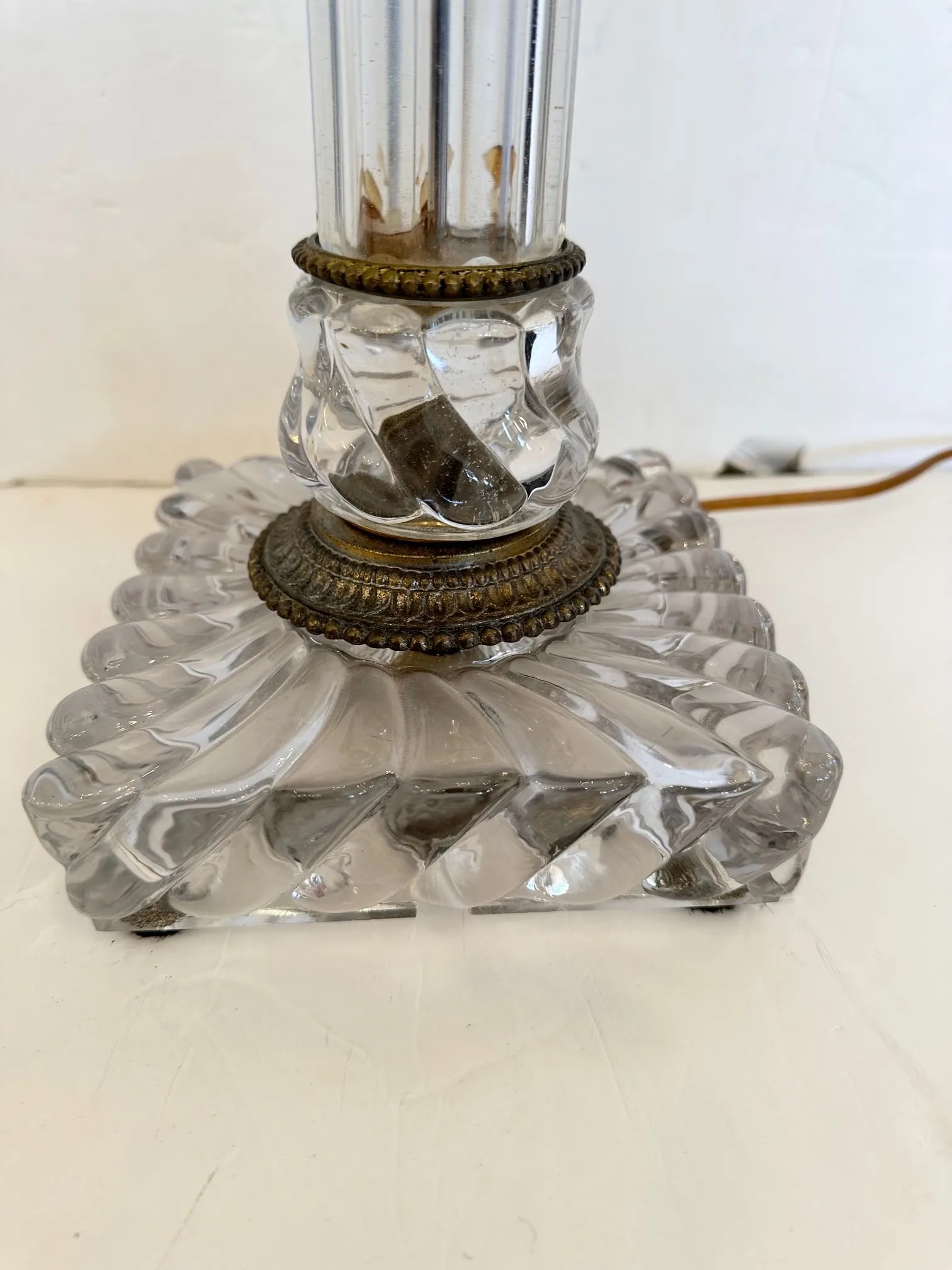 Handblown Baccarat Columnar Lamps With Bronze Mounts -A Pair - 8