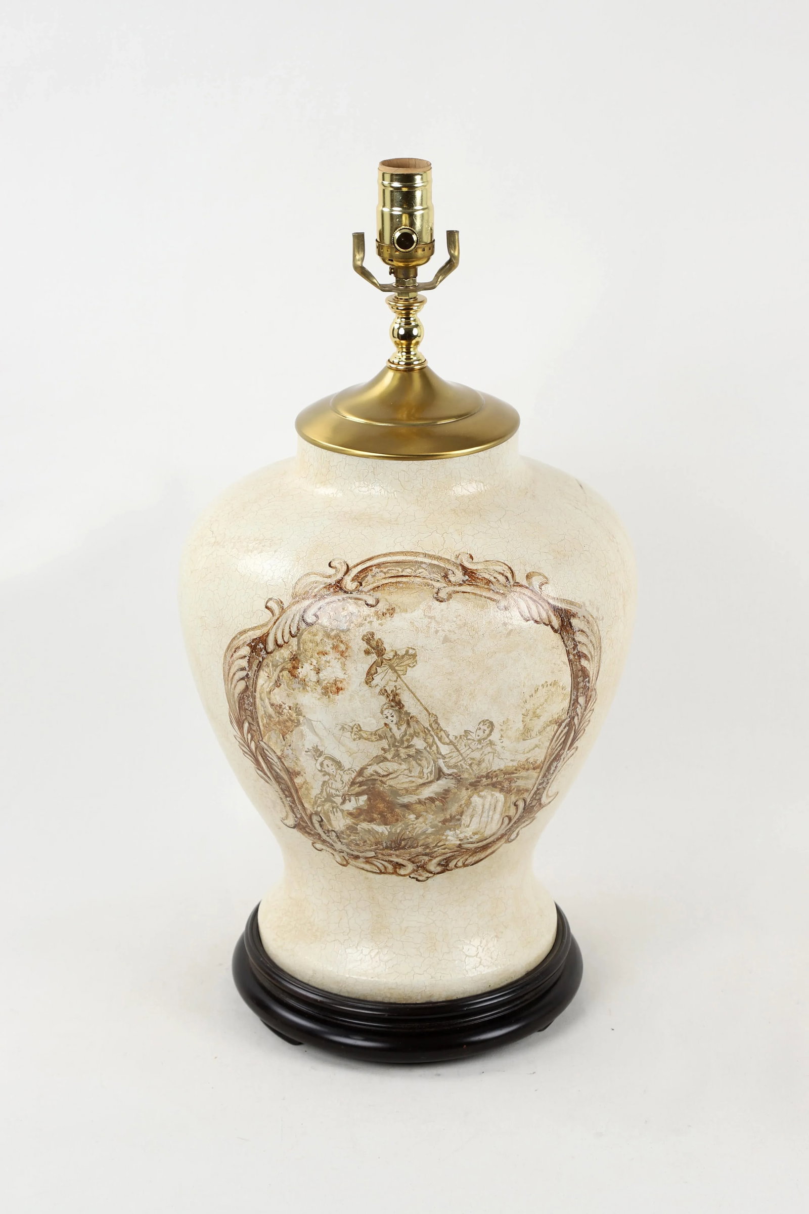 Vintage White Crackle Glaze Temple Jar Lamp - 2
