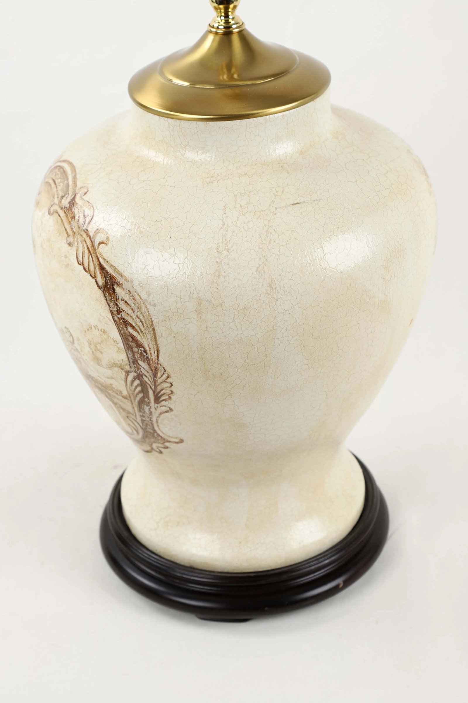 Vintage White Crackle Glaze Temple Jar Lamp - 4