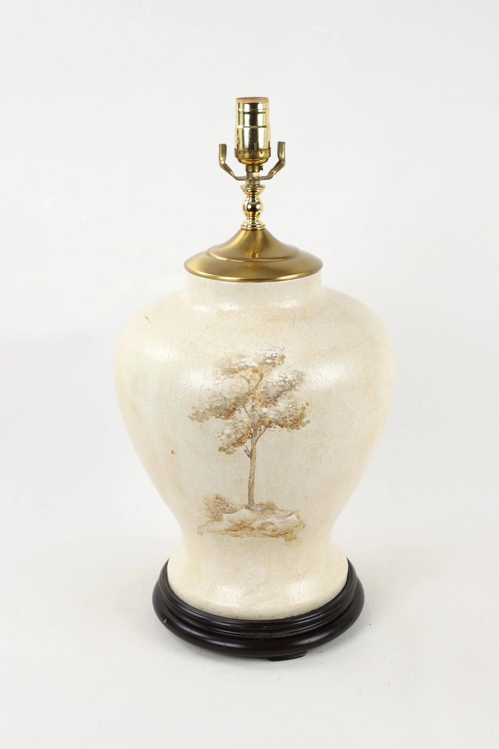 Vintage White Crackle Glaze Temple Jar Lamp - 5
