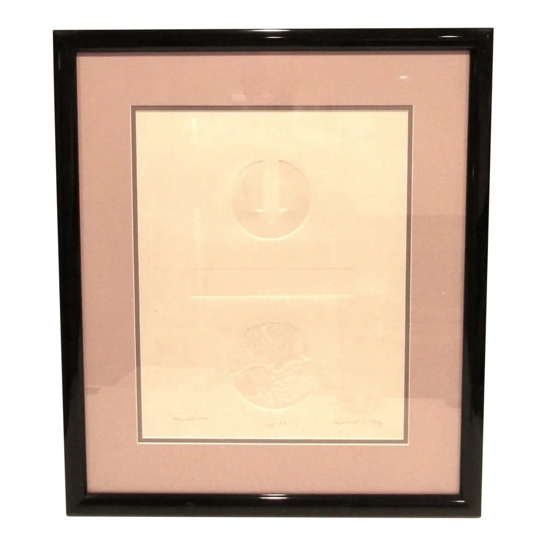 1969 Richard A. Dietz Embossed Lithograph "One Into One": 1969 Richard A. Dietz Embossed Lithograph Framed, Titled and Signed "One into One" Measures 20 1/4" wide, 23 1/2" tall and 3/4" deep. Condition: Alterations: Original Condition Unaltered