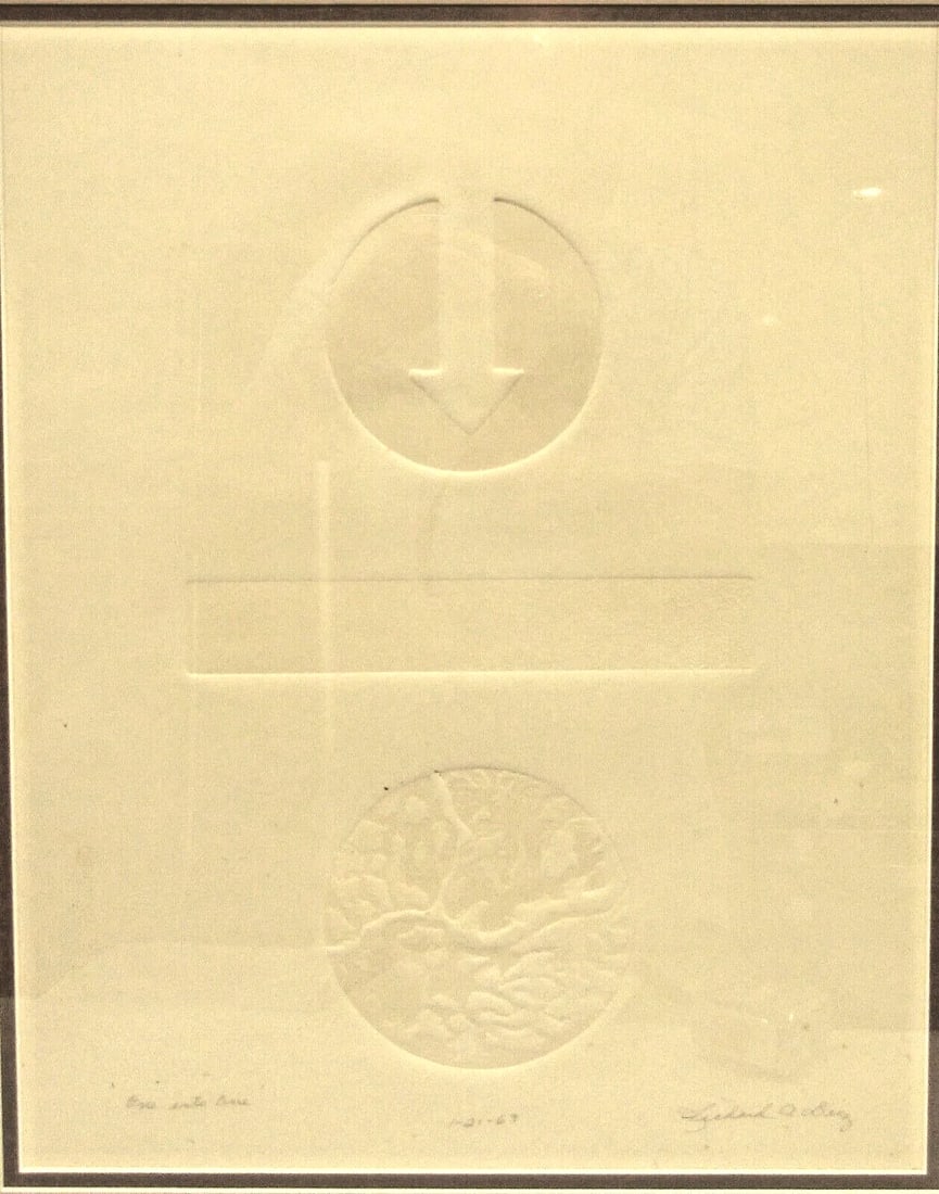 1969 Richard A. Dietz Embossed Lithograph "One Into One" - 2
