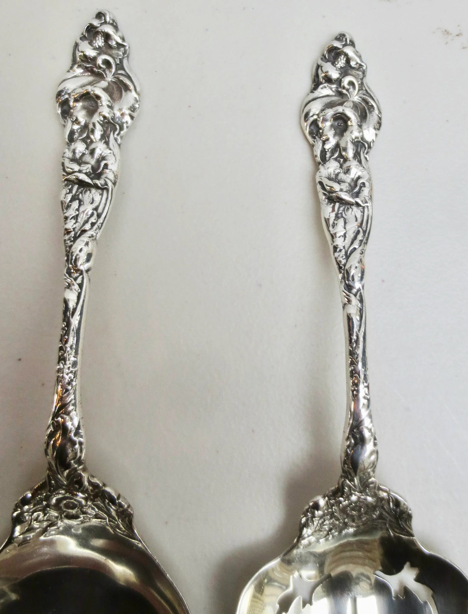 Vintage Sterling Silver Art Nouveau Serving Set -A Pair of 2 - 6