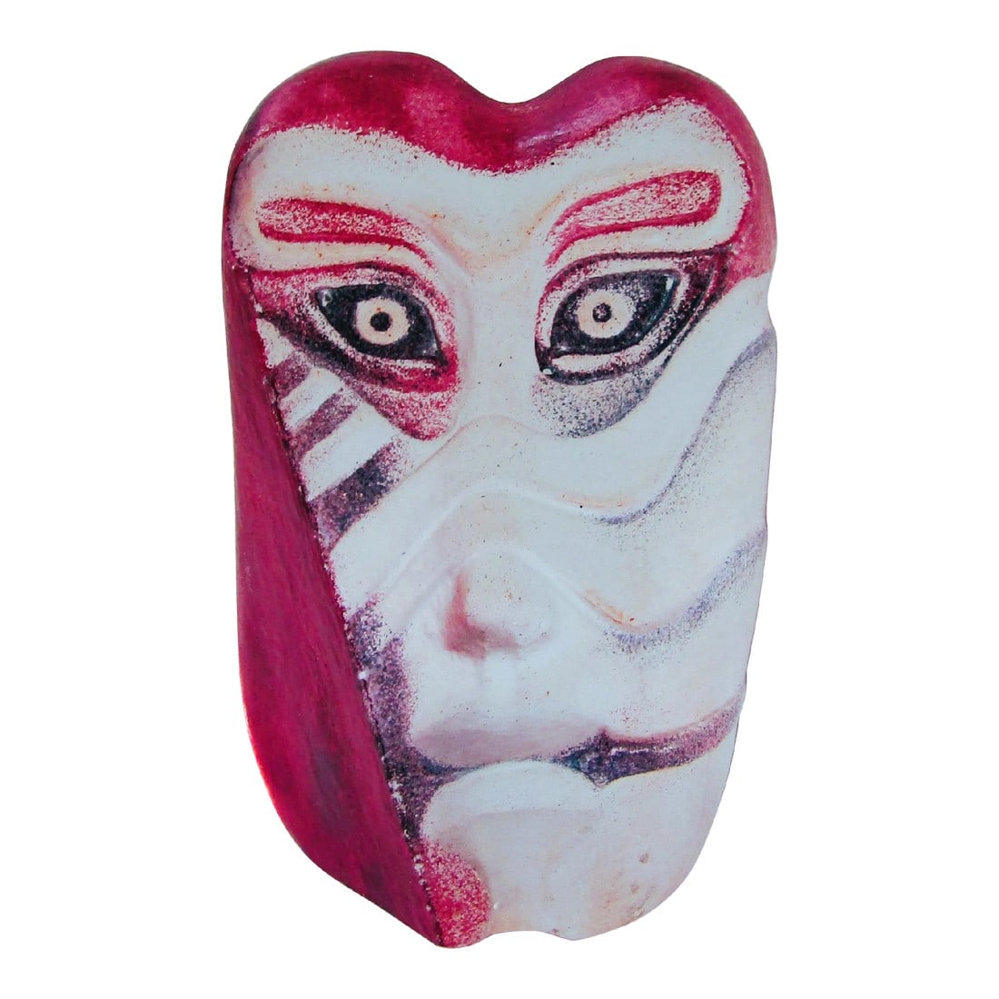1970s Mats Jonasson Kiwok Miniature Mask Art Glass Sculpture Signed 8/65 Paper Weight: Mats Jonasson KIWOK Miniature Mask Art Glass Sculpture Signed 8/65 Paperweight Measures 1 5/8" wide, 7/8" deep and 2 3/4" tall. Condition: Alterations: Original Condition Unaltered Imperfections: Some