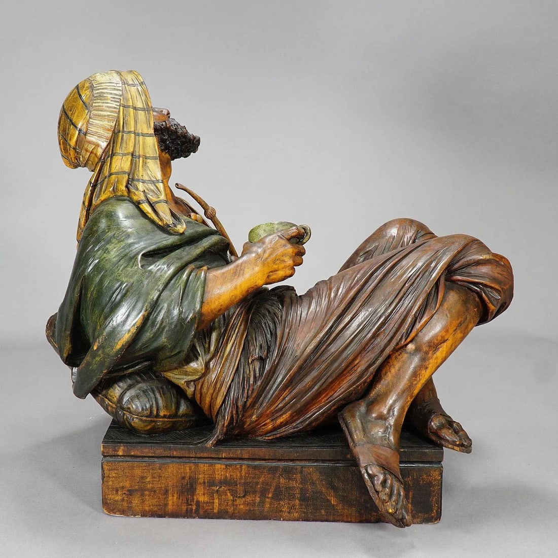 Wooden Carved Sculpture of a Coffee Drinking Arab, Vienna Ca. 1900 - 11