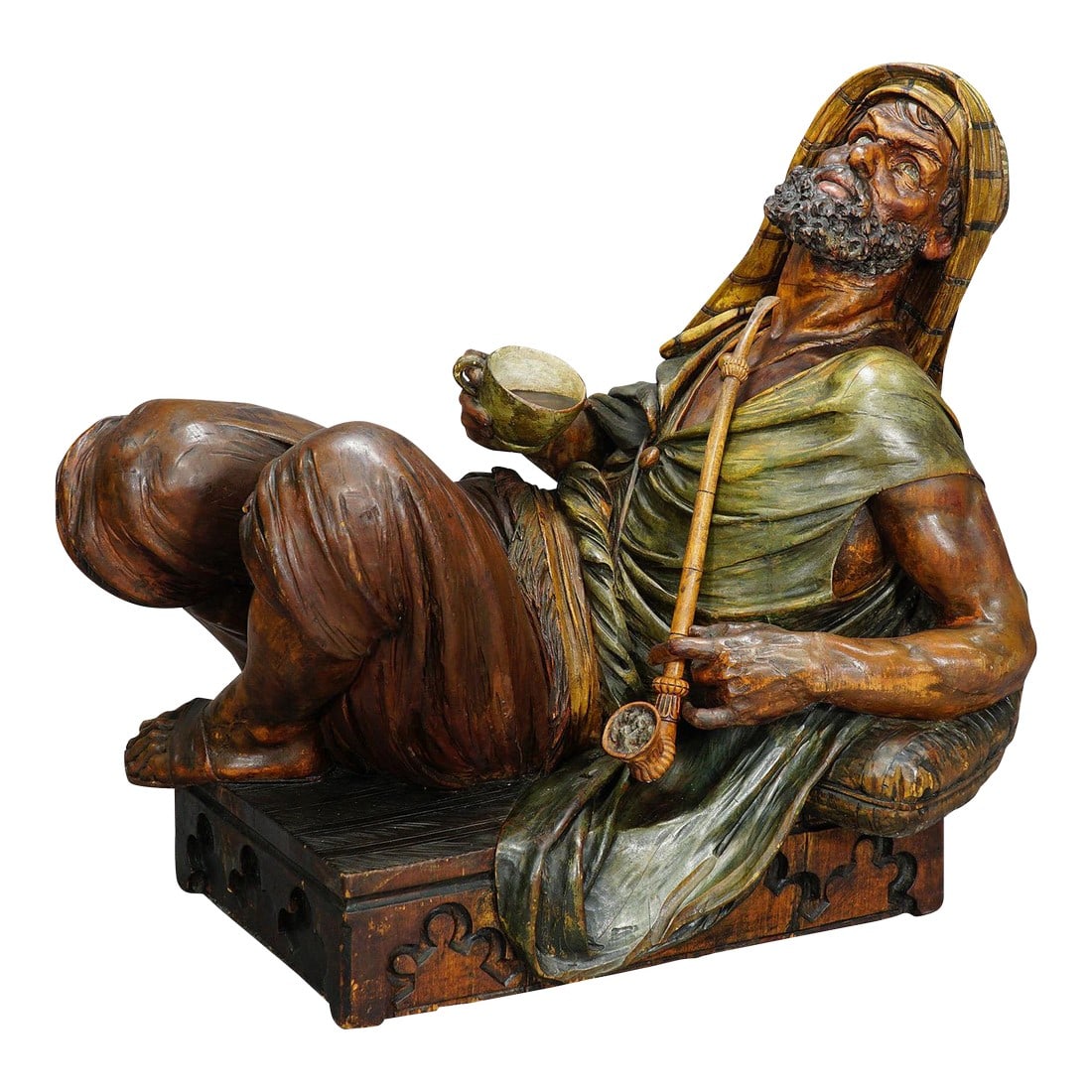 Wooden Carved Sculpture of a Coffee Drinking Arab, Vienna Ca. 1900 (1 of 12)