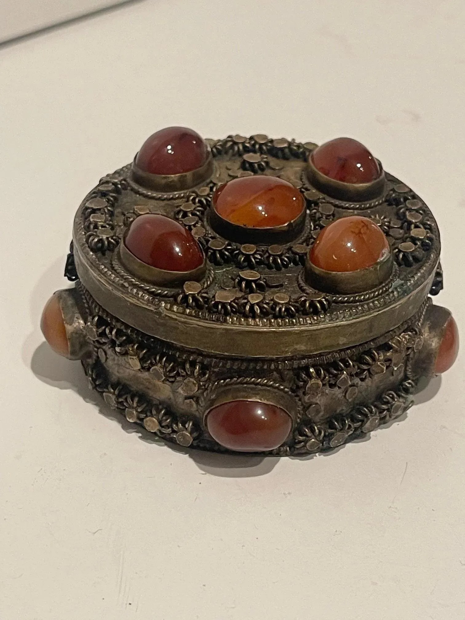 Vintage Round Box with Agate Stones, 20th Century - 4