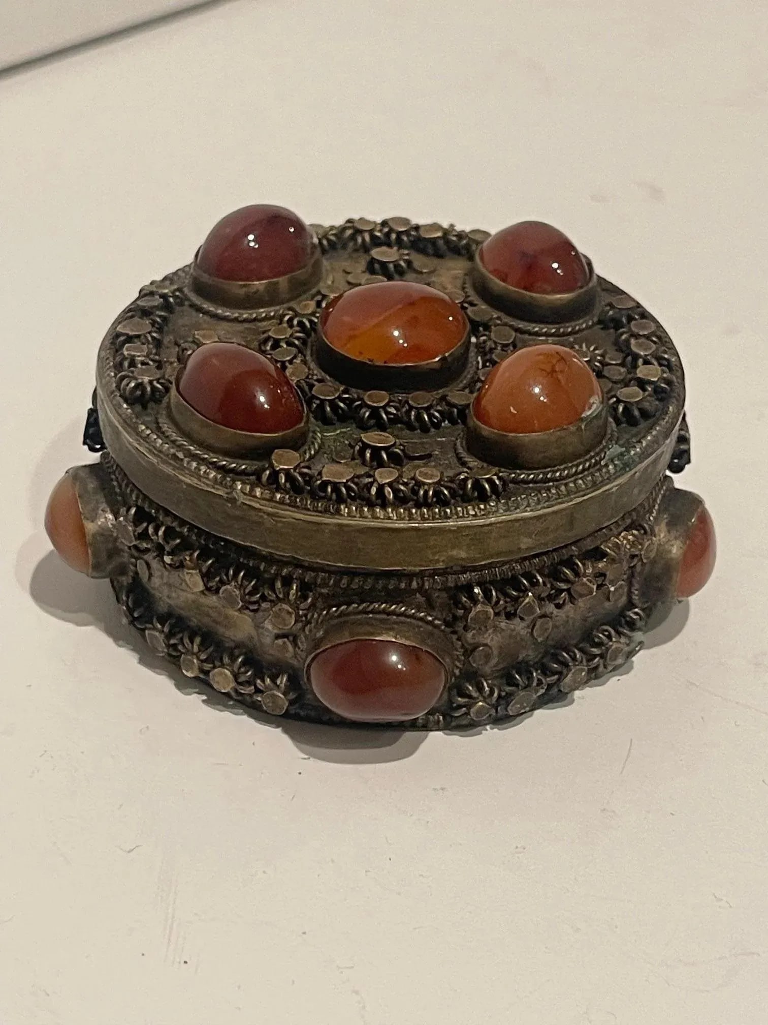 Vintage Round Box with Agate Stones, 20th Century - 5
