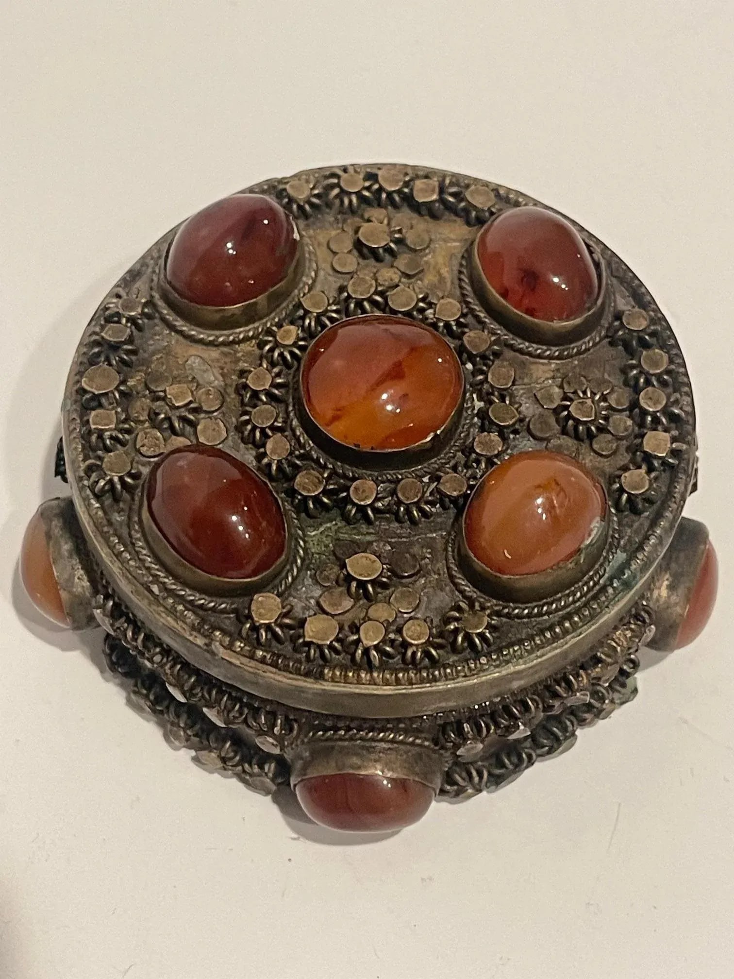 Vintage Round Box with Agate Stones, 20th Century - 7
