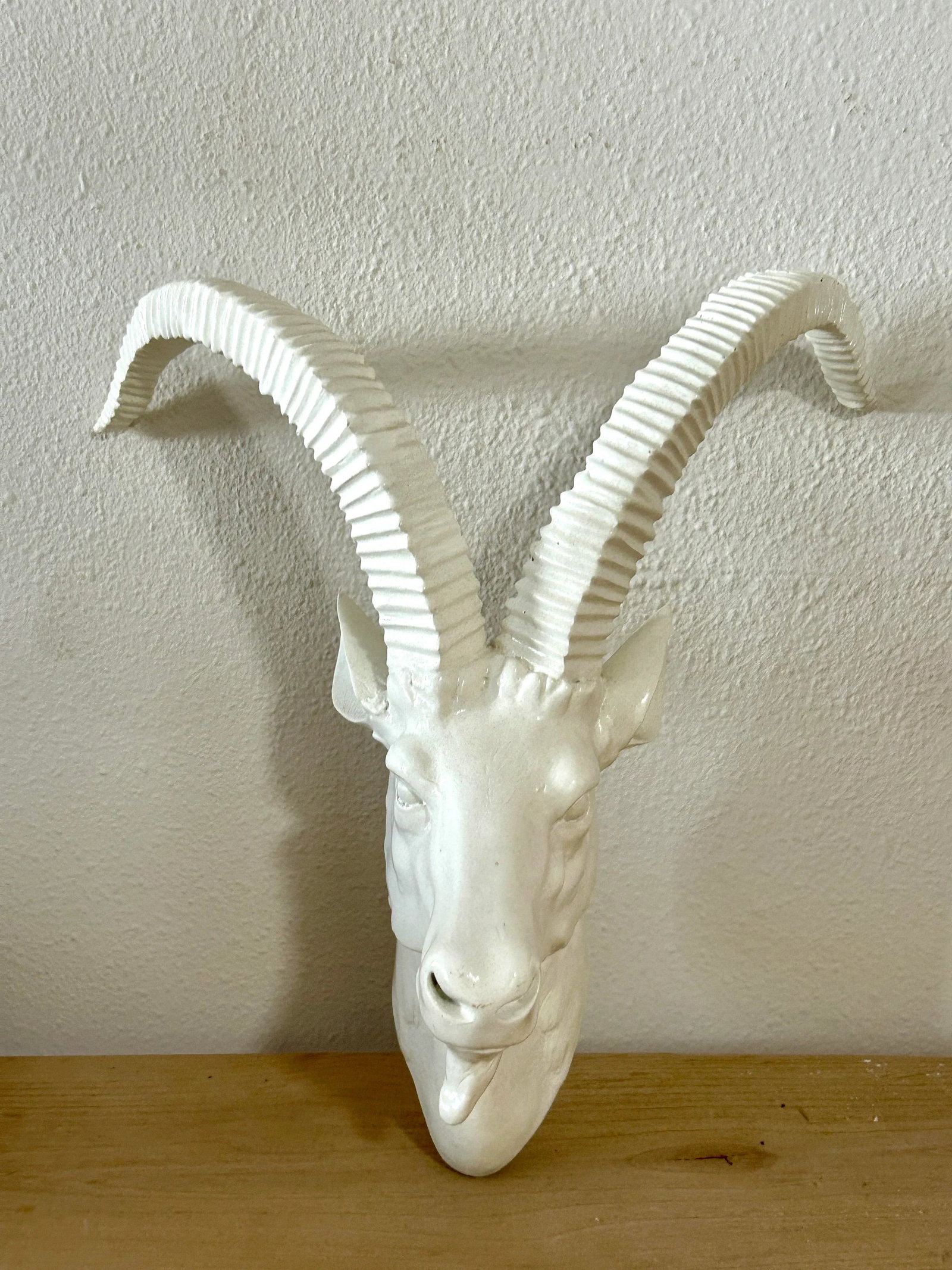 Vintage Faux Taxidermy White Goat Head Wall Mount - 4