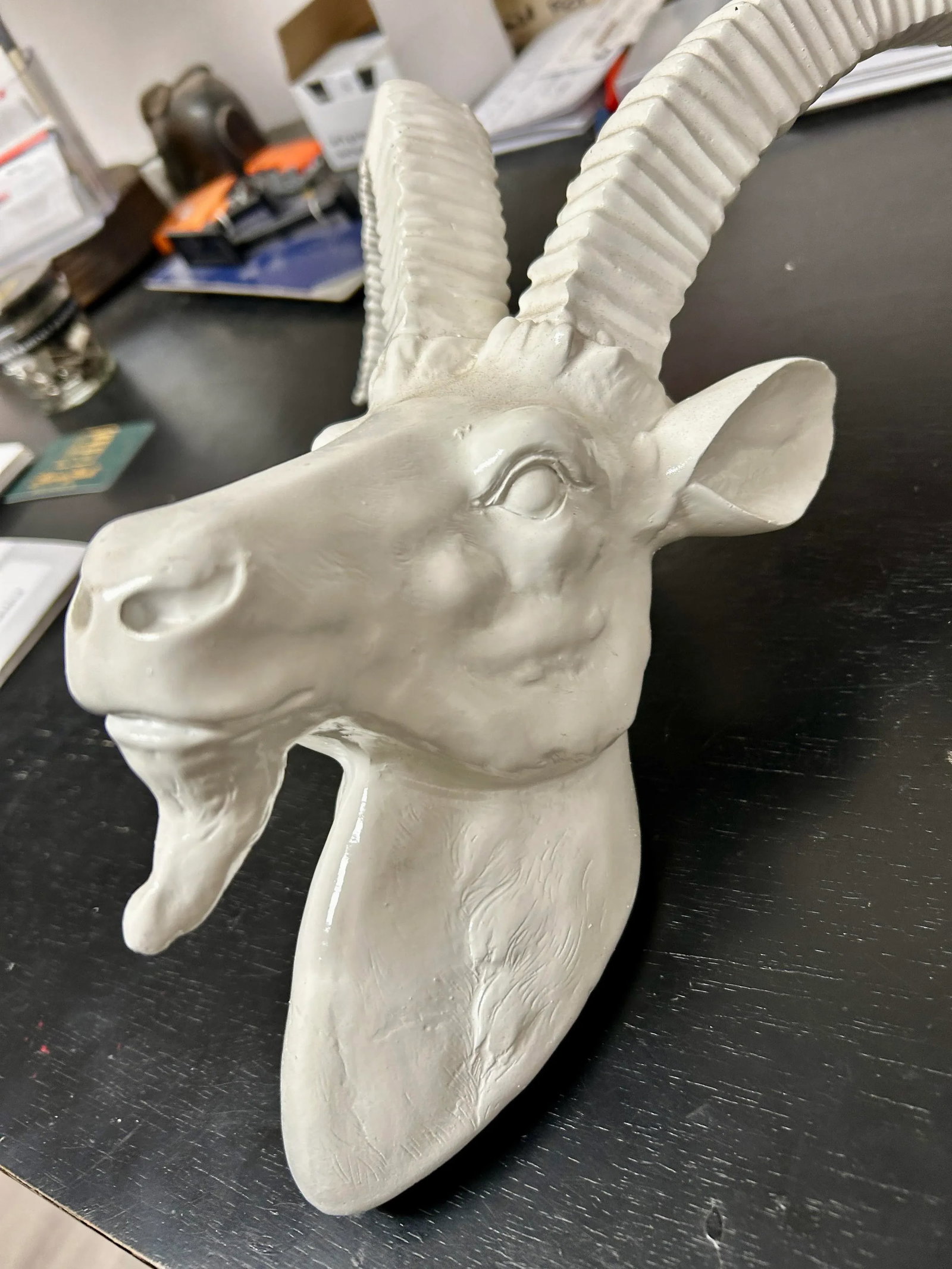 Vintage Faux Taxidermy White Goat Head Wall Mount - 6