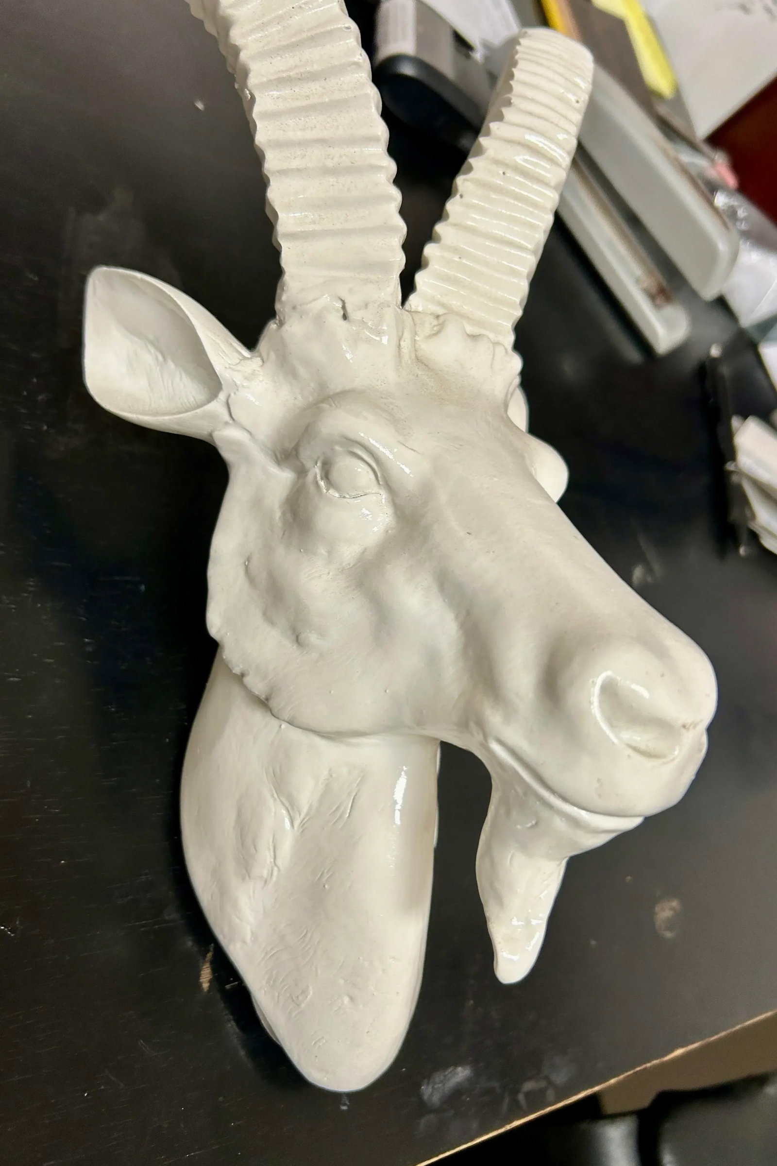 Vintage Faux Taxidermy White Goat Head Wall Mount - 7