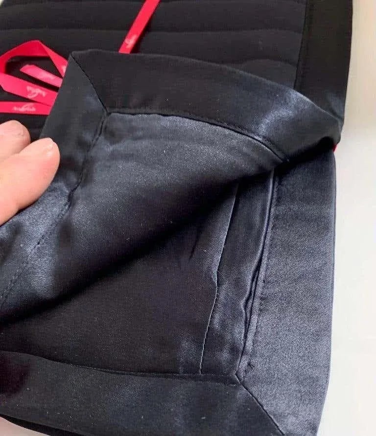 Channeled Silk Charmeuse Black Boudoir Pillow Sham, Flanged, Zip - 3