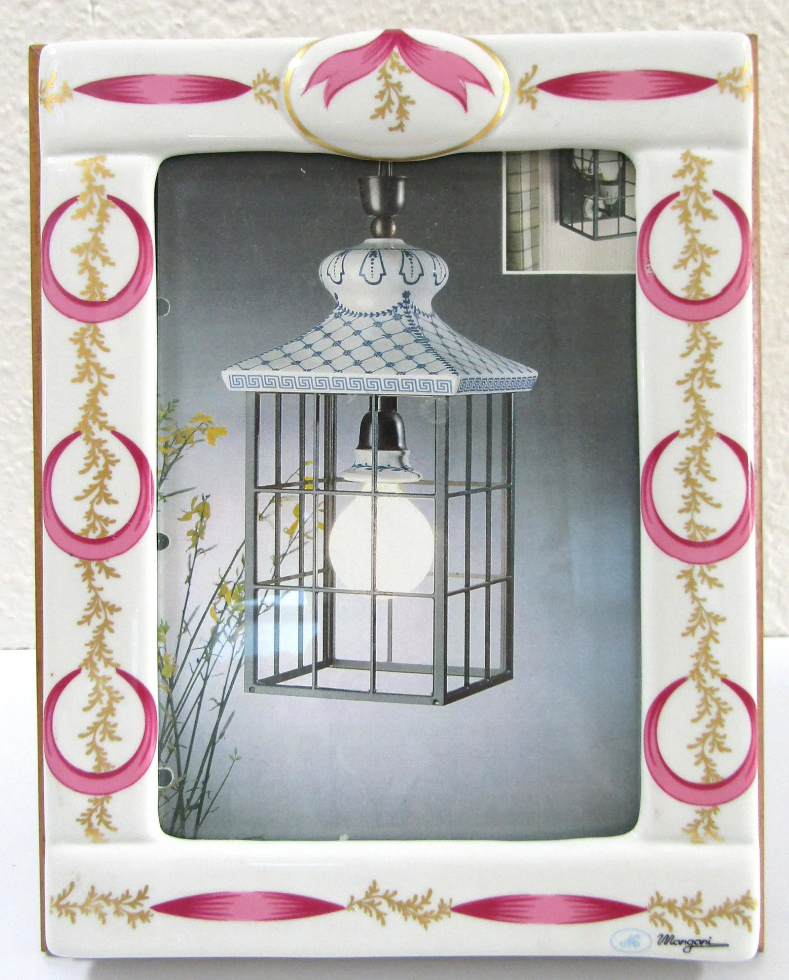 Mangani Italy Magenta and White Porcelain Frame - 2