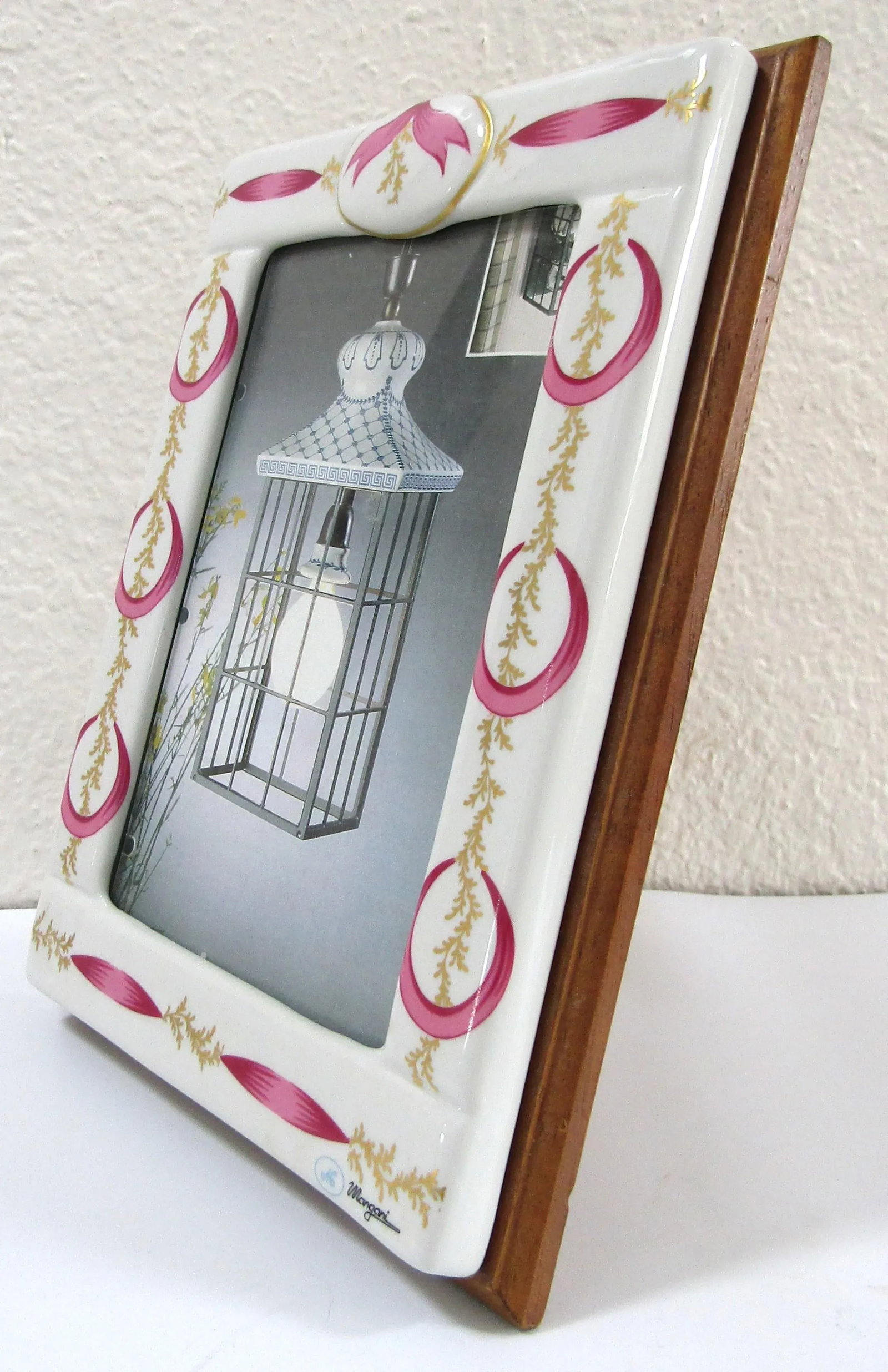Mangani Italy Magenta and White Porcelain Frame - 3