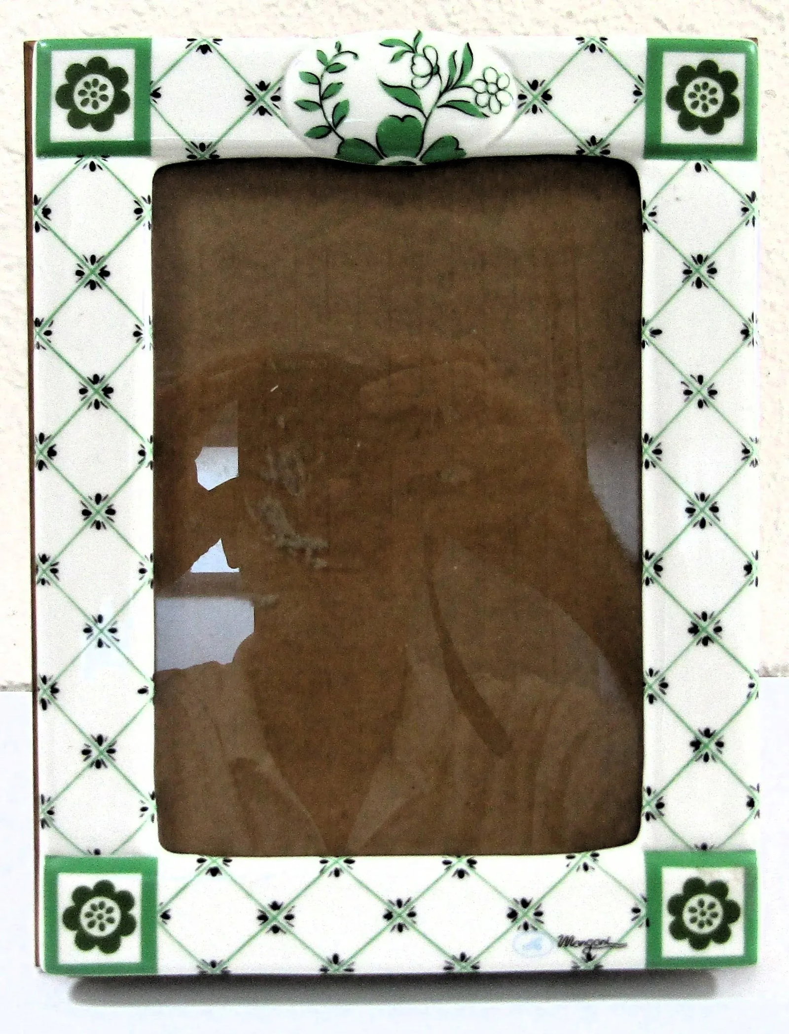 Mangani Italy Green and White Porcelain Frame - 2
