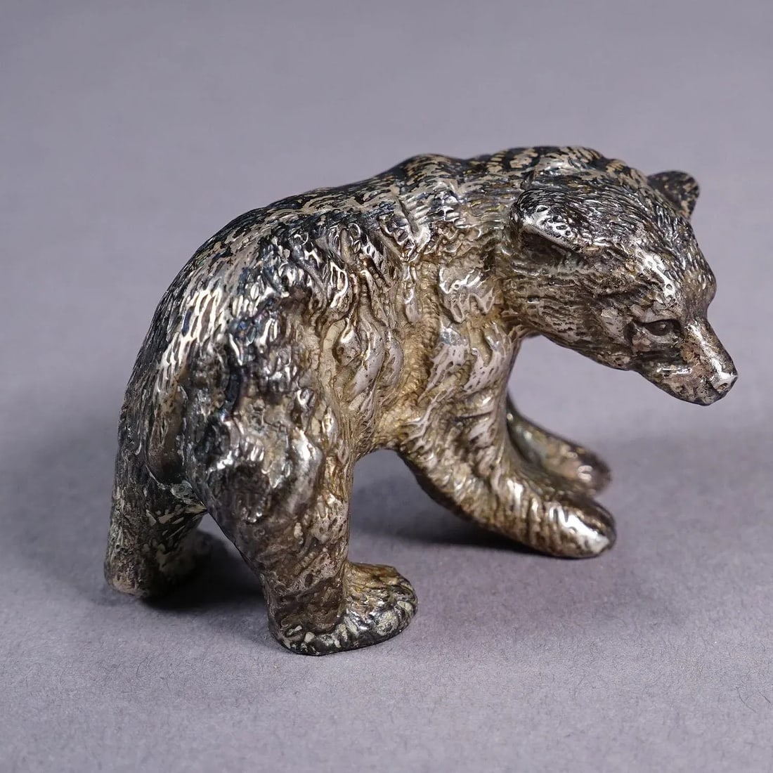 Vintage Sterling Sculpture of a Strolling Bear - 2