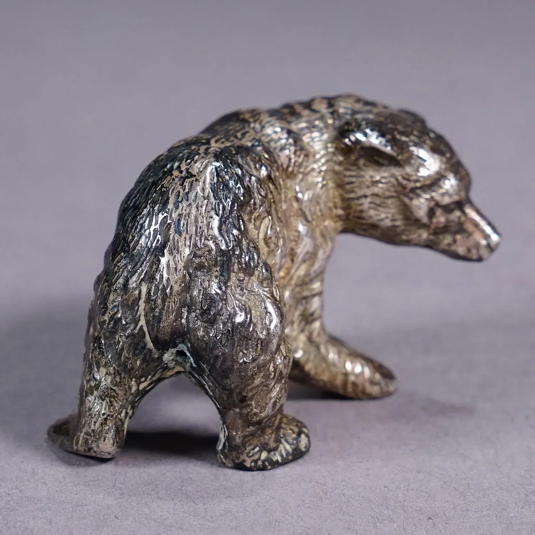 Vintage Sterling Sculpture of a Strolling Bear - 3