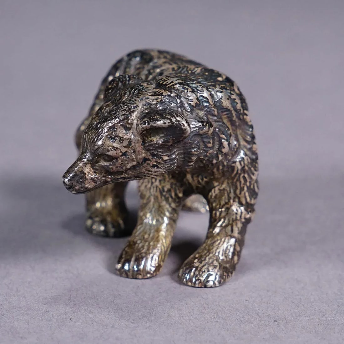 Vintage Sterling Sculpture of a Strolling Bear - 4