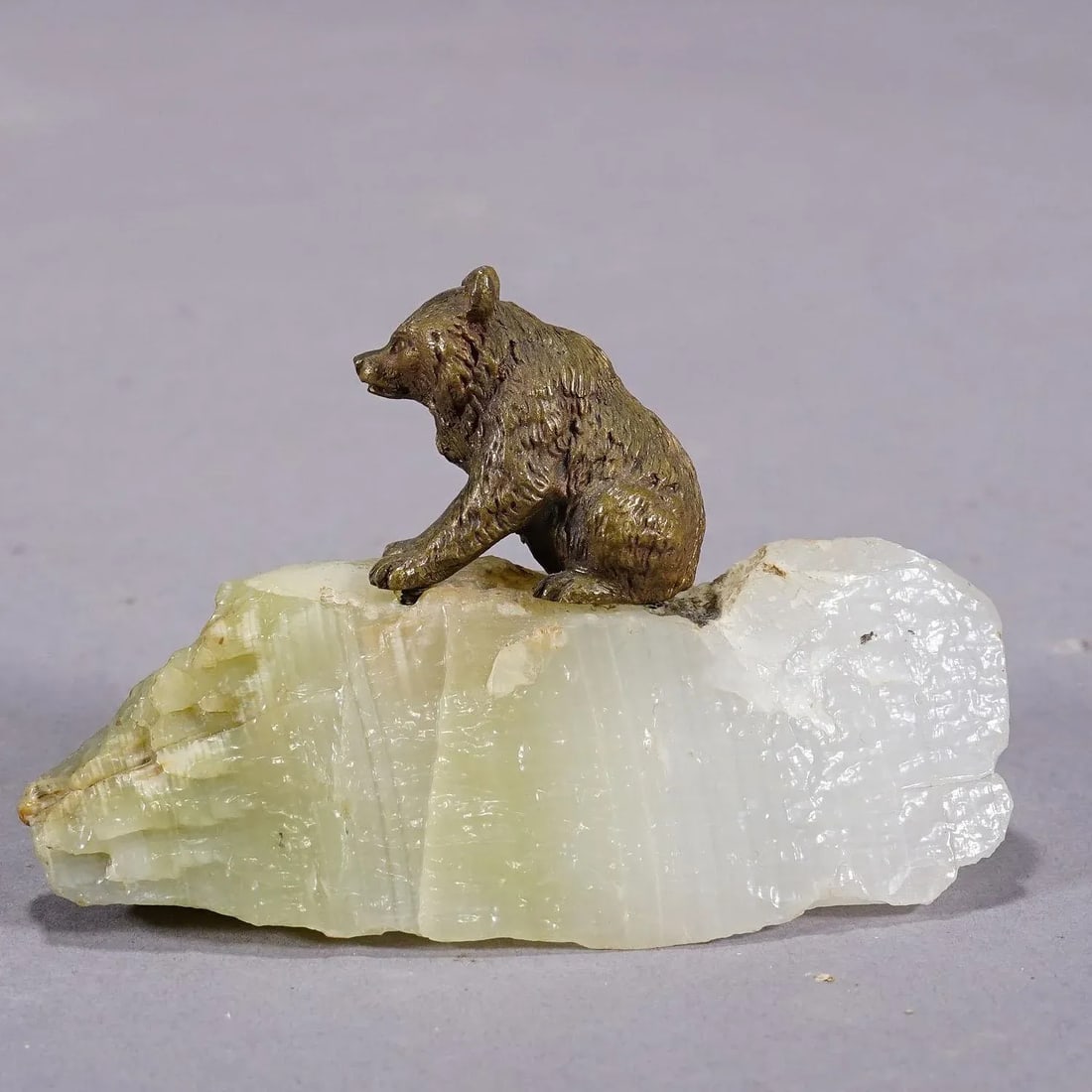 Antique Vienna Bronce Bear on a Crystal Rock - 2