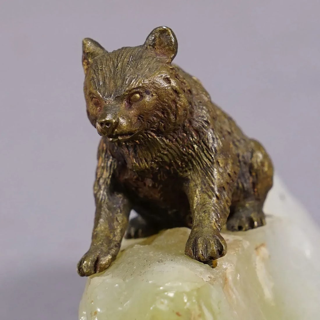 Antique Vienna Bronce Bear on a Crystal Rock - 3