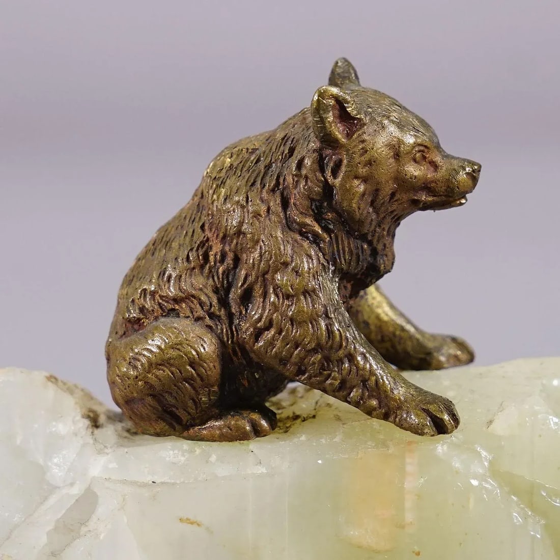 Antique Vienna Bronce Bear on a Crystal Rock - 4