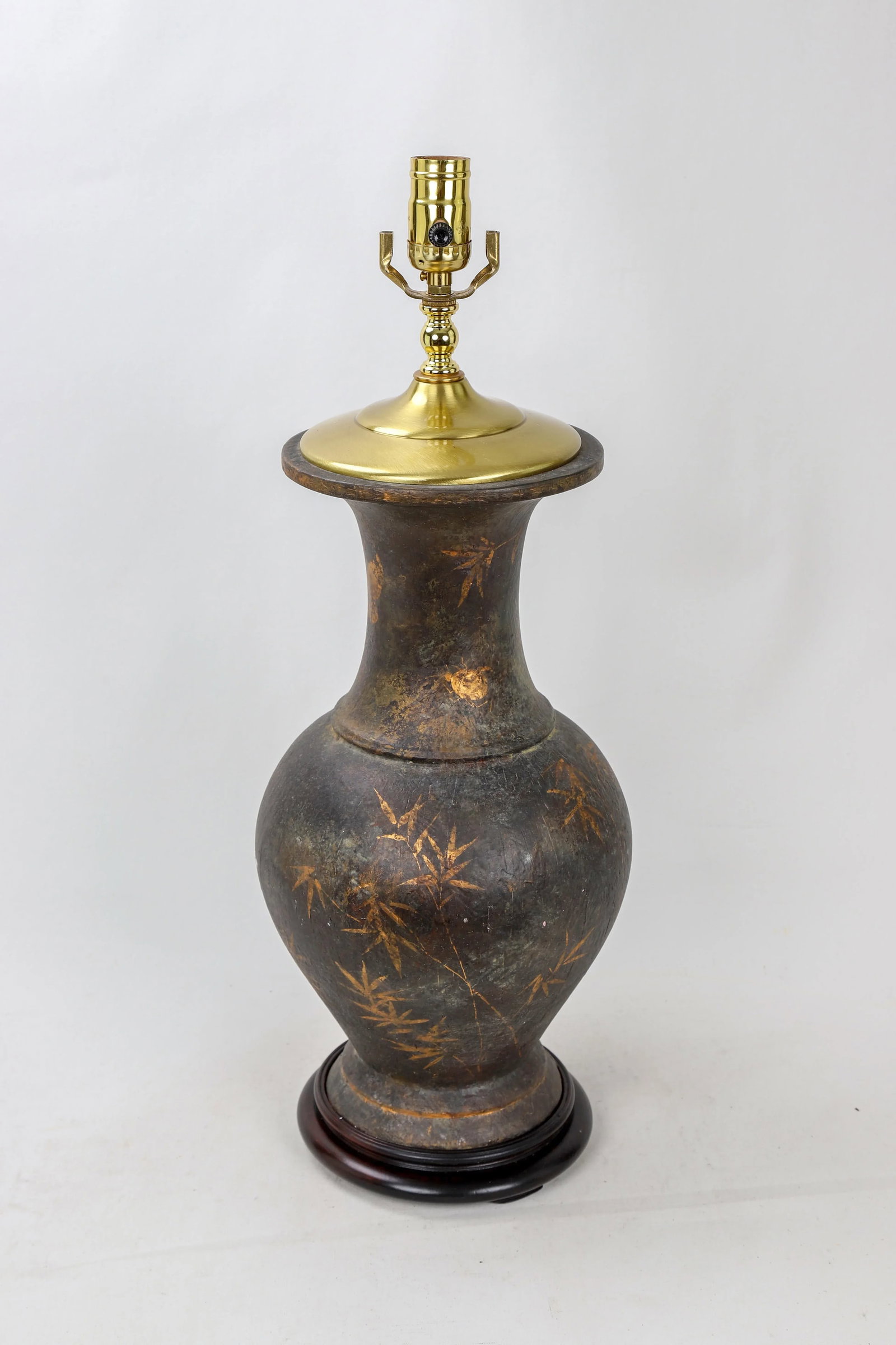 Vintage Vase Lamp With Golden Bamboo Painted by Brunschwig & Fils - 2