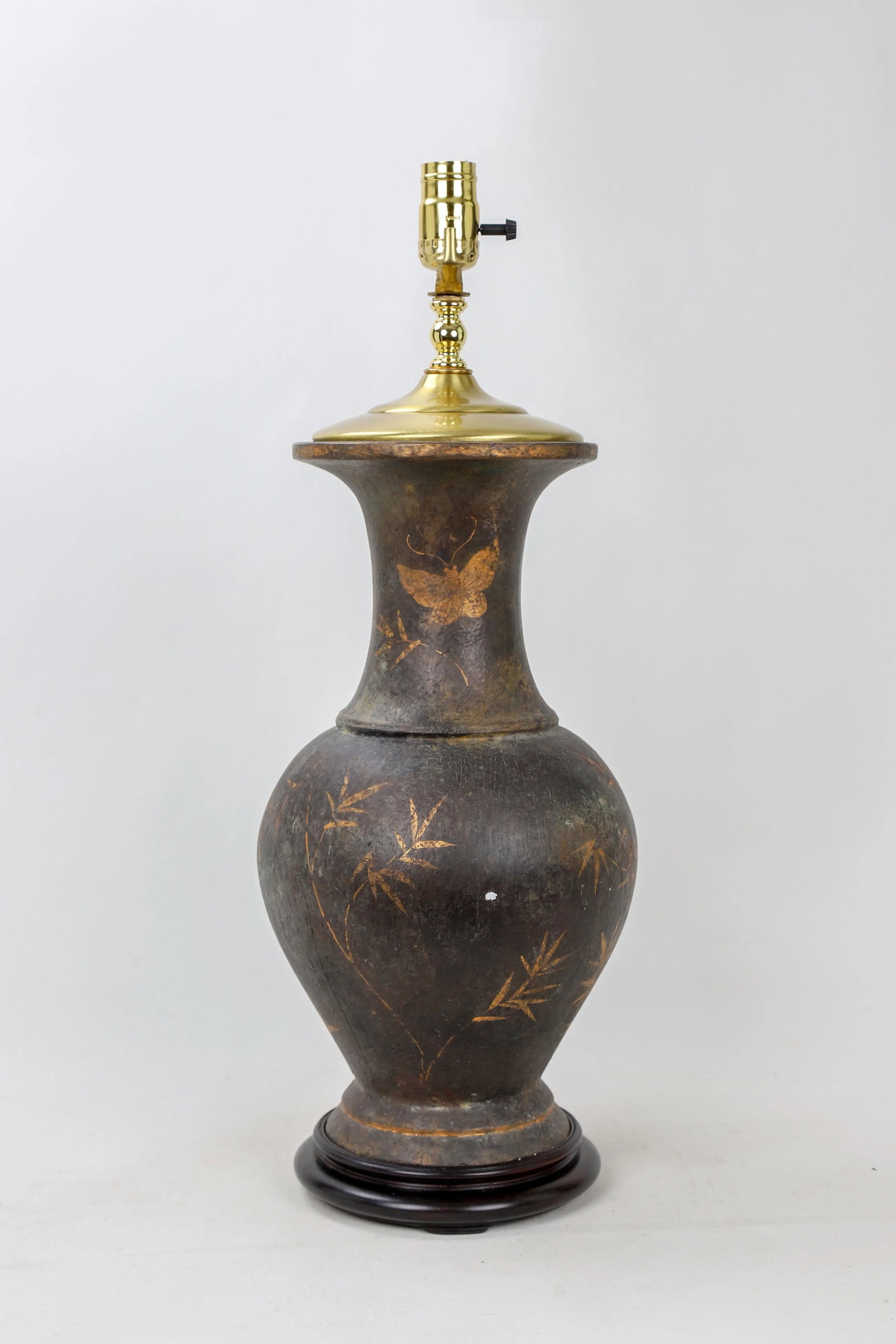 Vintage Vase Lamp With Golden Bamboo Painted by Brunschwig & Fils - 3