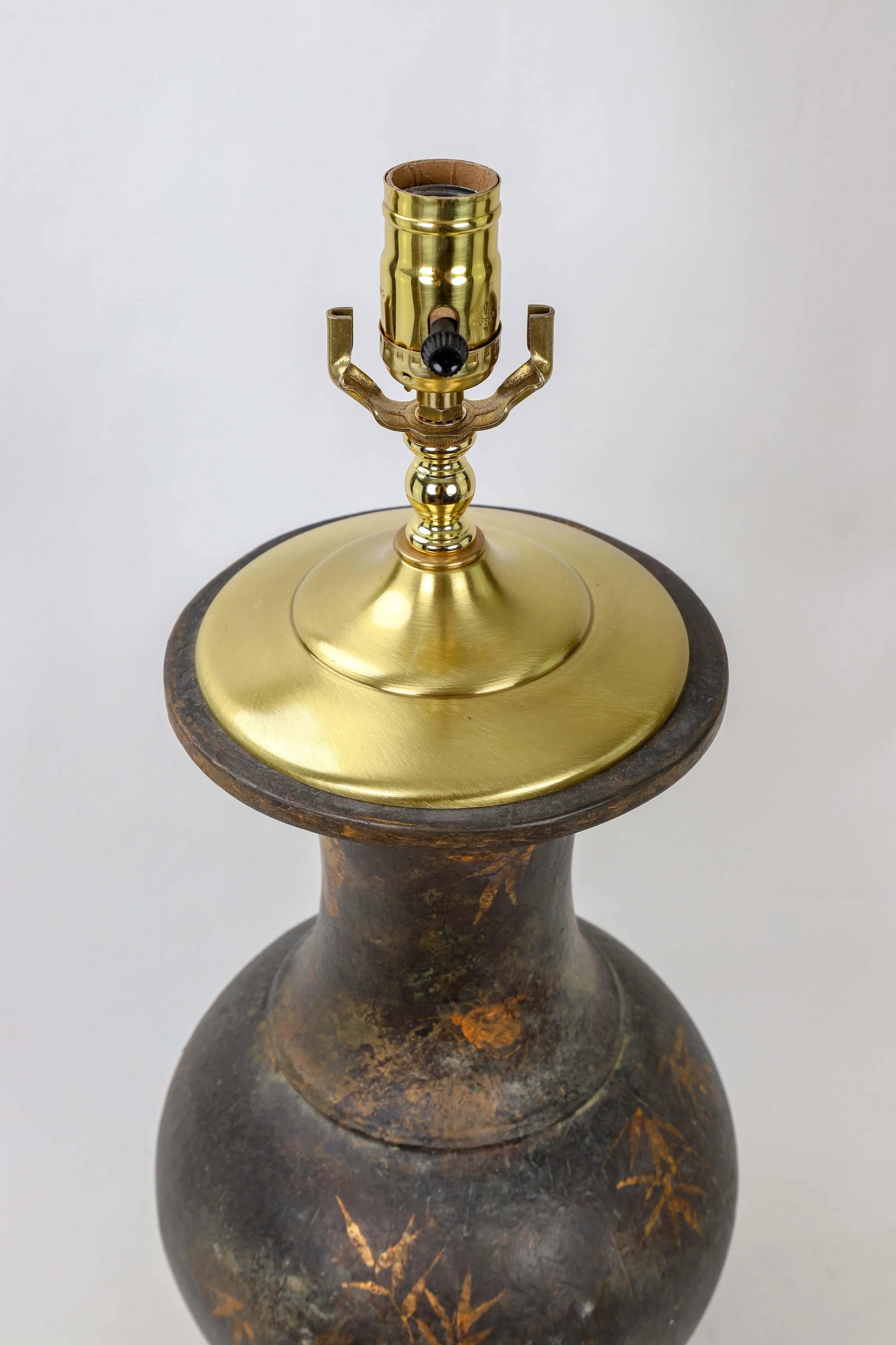 Vintage Vase Lamp With Golden Bamboo Painted by Brunschwig & Fils - 5