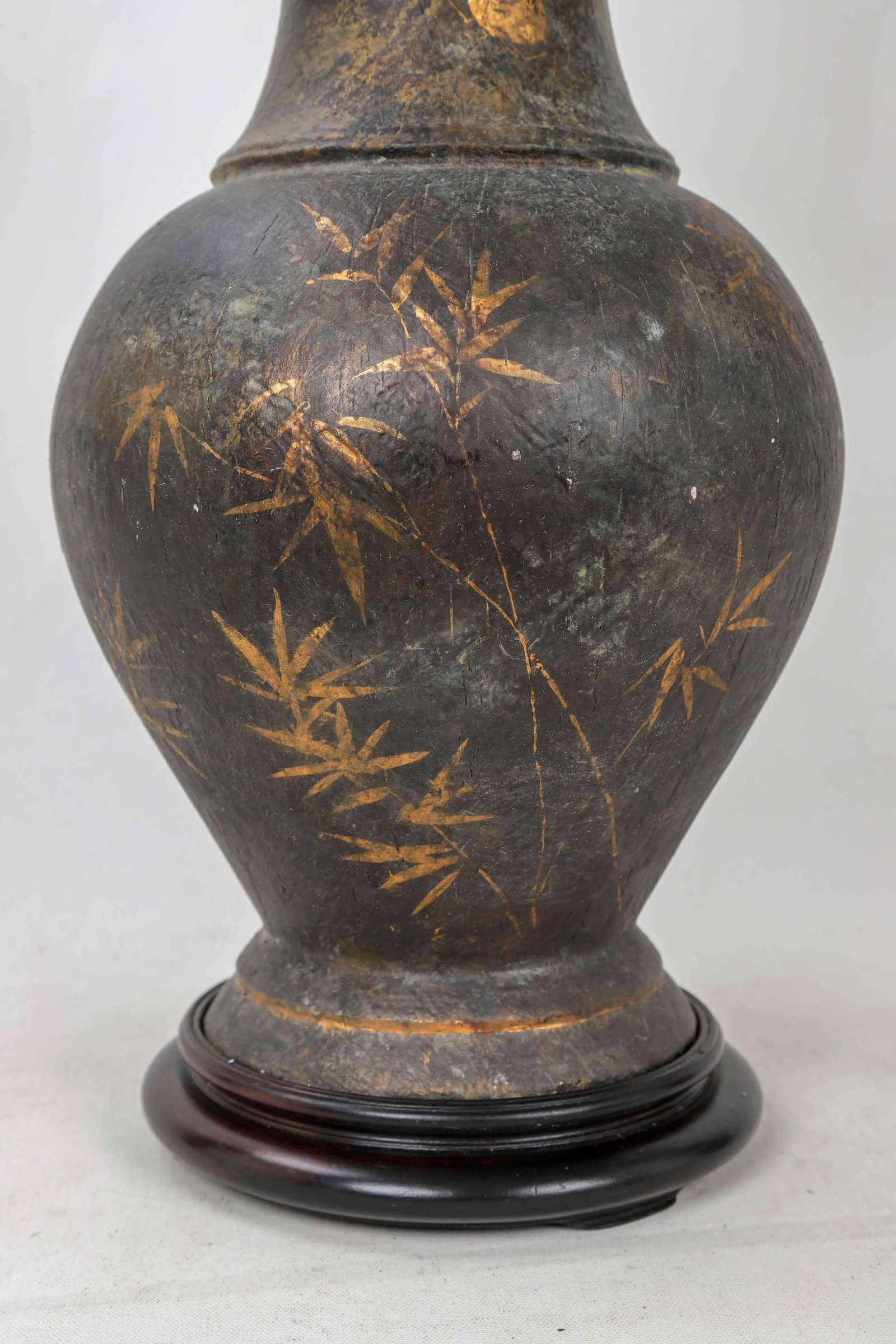 Vintage Vase Lamp With Golden Bamboo Painted by Brunschwig & Fils - 6