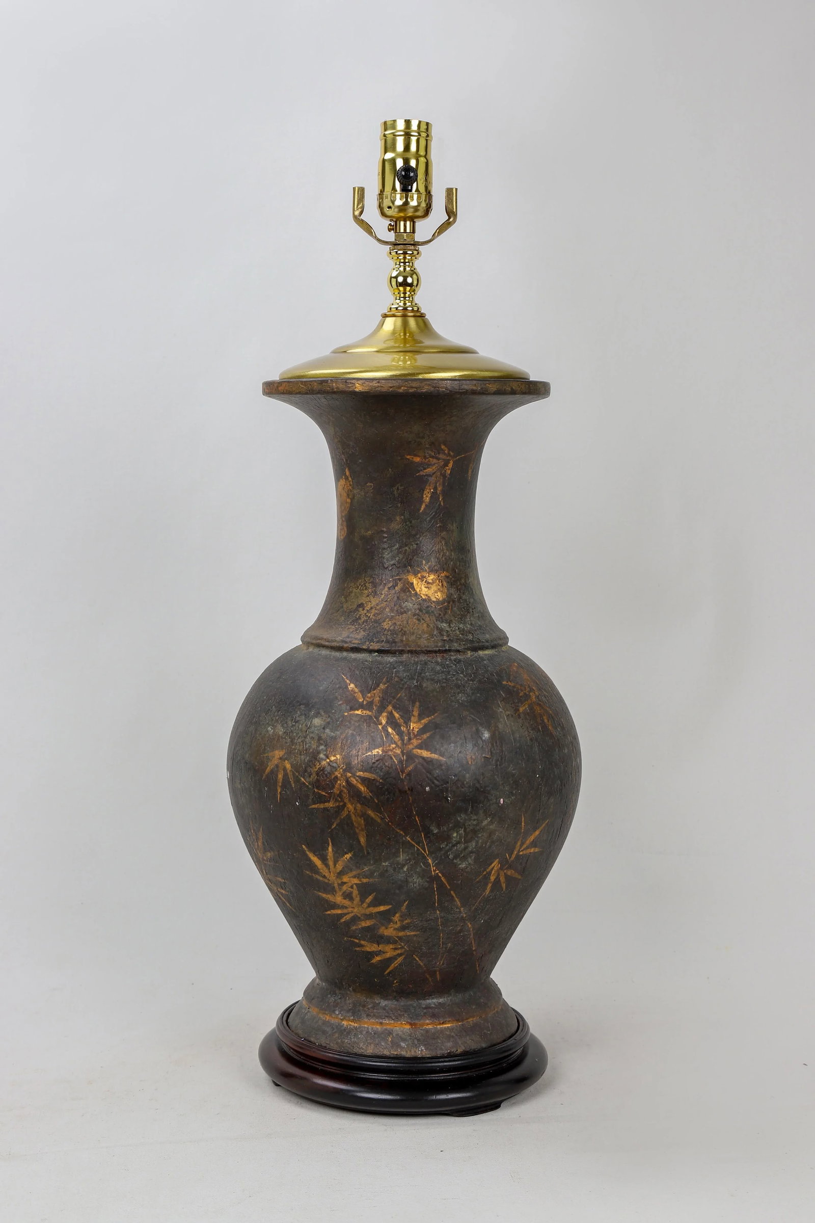 Vintage Vase Lamp With Golden Bamboo Painted by Brunschwig & Fils - 7