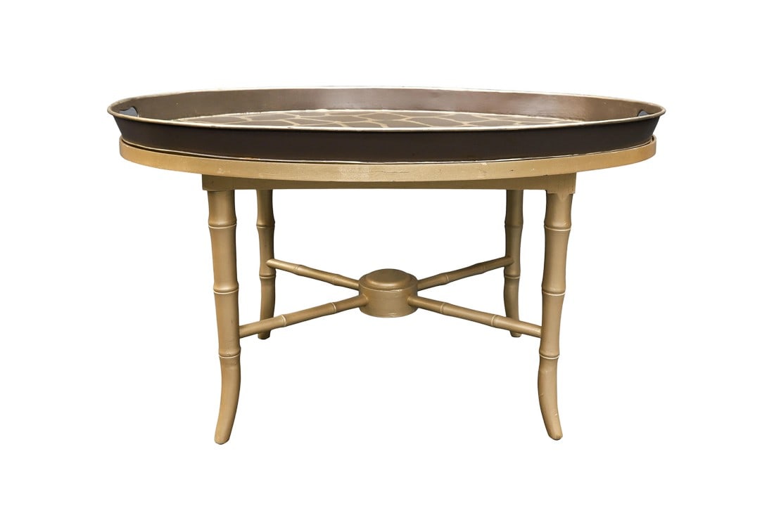 Vintage Asian Beige Tray Table With Faux Bamboo Legs (1 of 7)