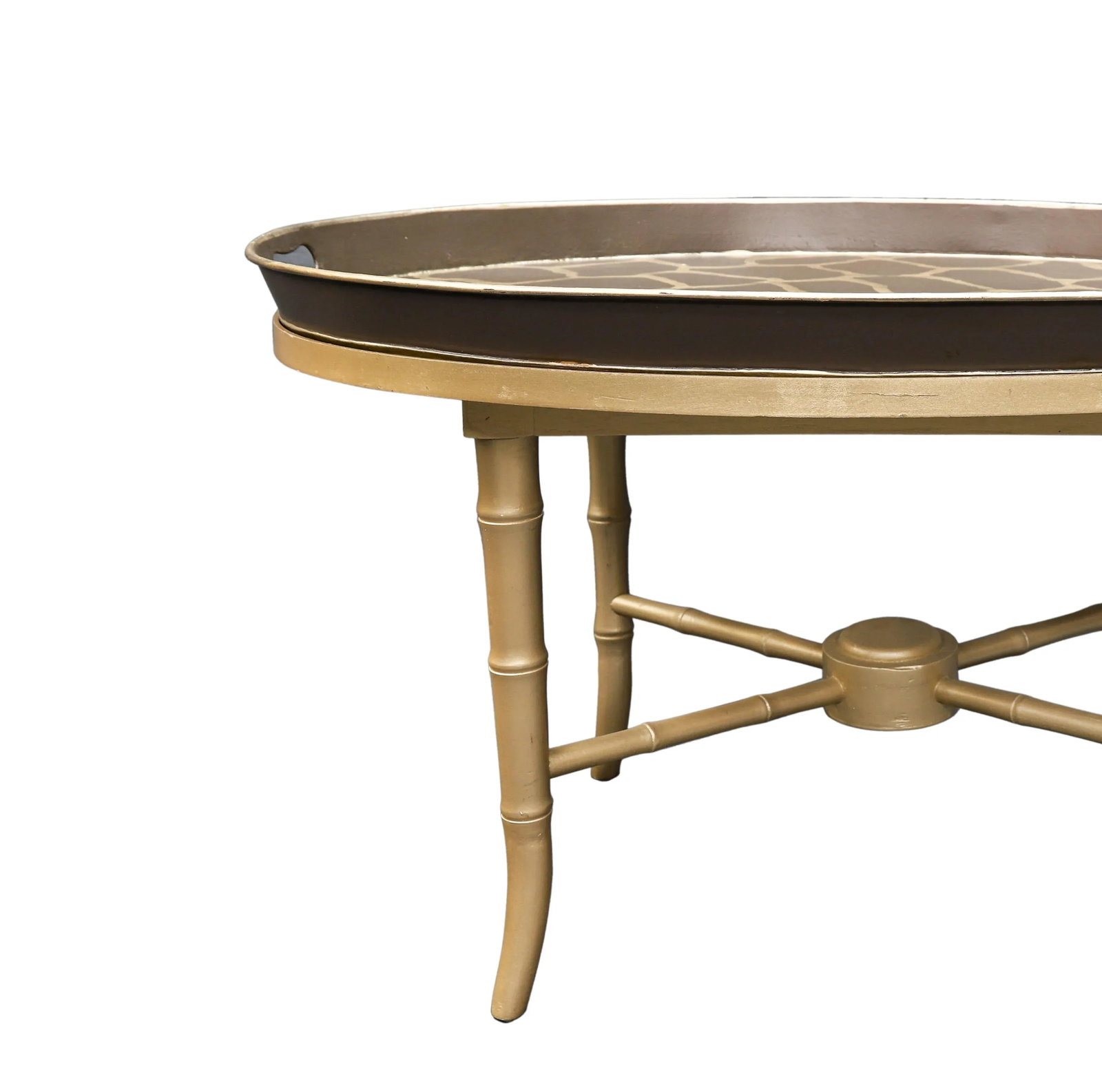 Vintage Asian Beige Tray Table With Faux Bamboo Legs - 6
