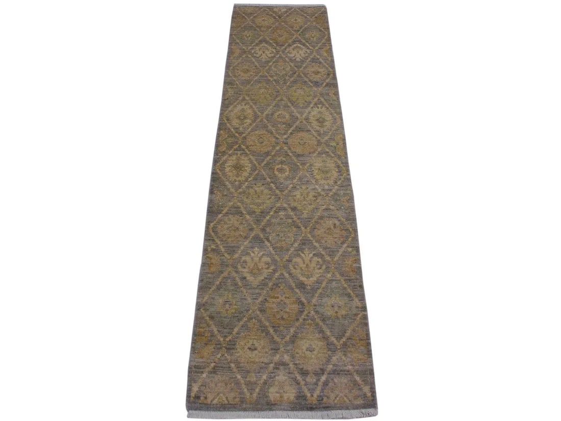 1990s Boho Chic Modern Heidy Gray/Ivory Hand-Knotted Wool Rug - 2"²7"³ × 9"² - 3