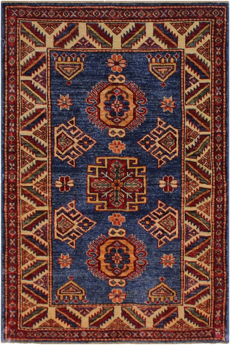 1990s Tribal Kazak Hand-Knotted Wool Rug - 2"²9"³ × 3"²8"³: Create a new dimension of style in your home with this breath-taking hand-knotted rug featuring incredible luxurious texture and appearance. This gorgeous hand-knotted rug by Persian master weavers fr