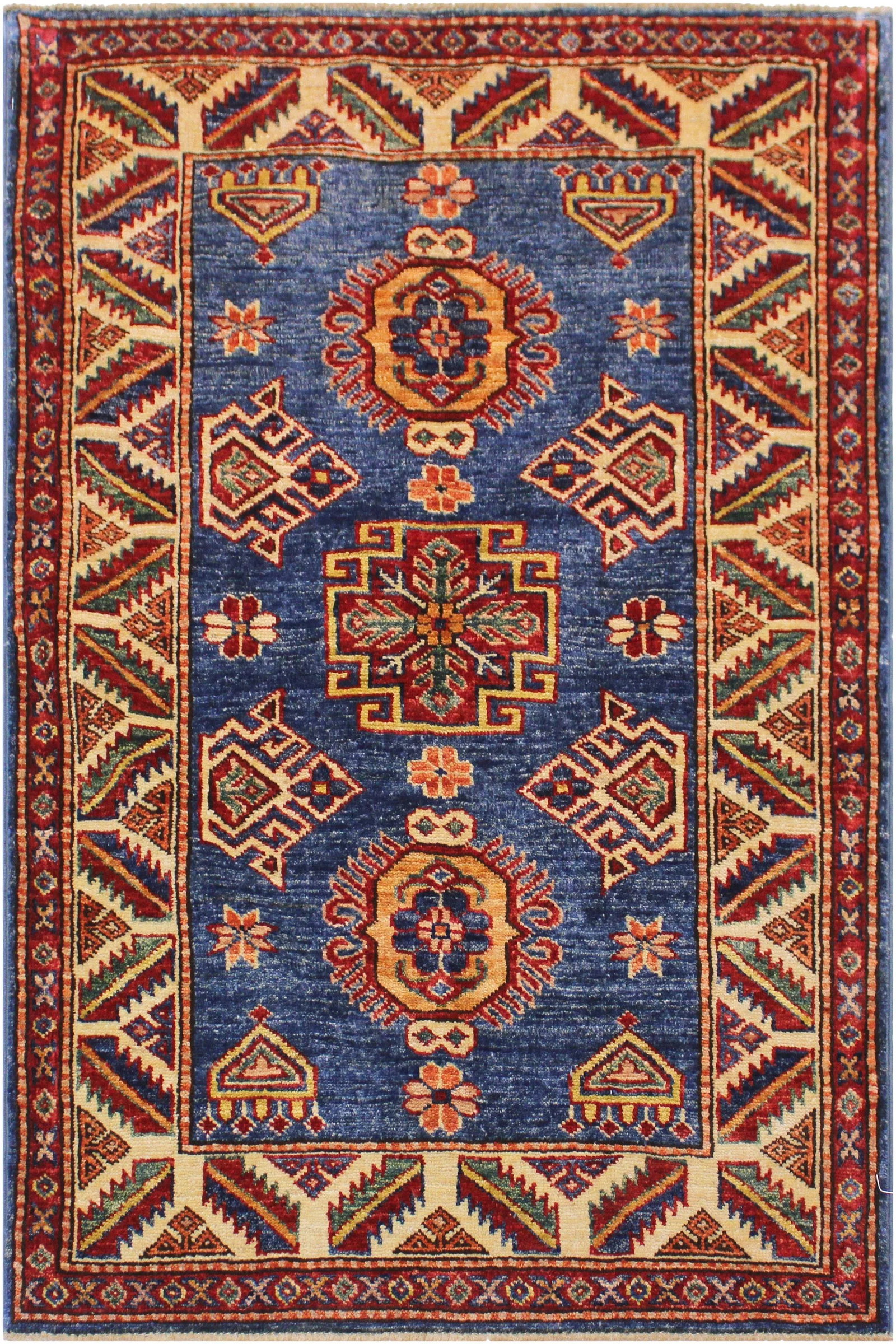 1990s Tribal Kazak Hand-Knotted Wool Rug - 2"²9"³ × 3"²8"³ - 2