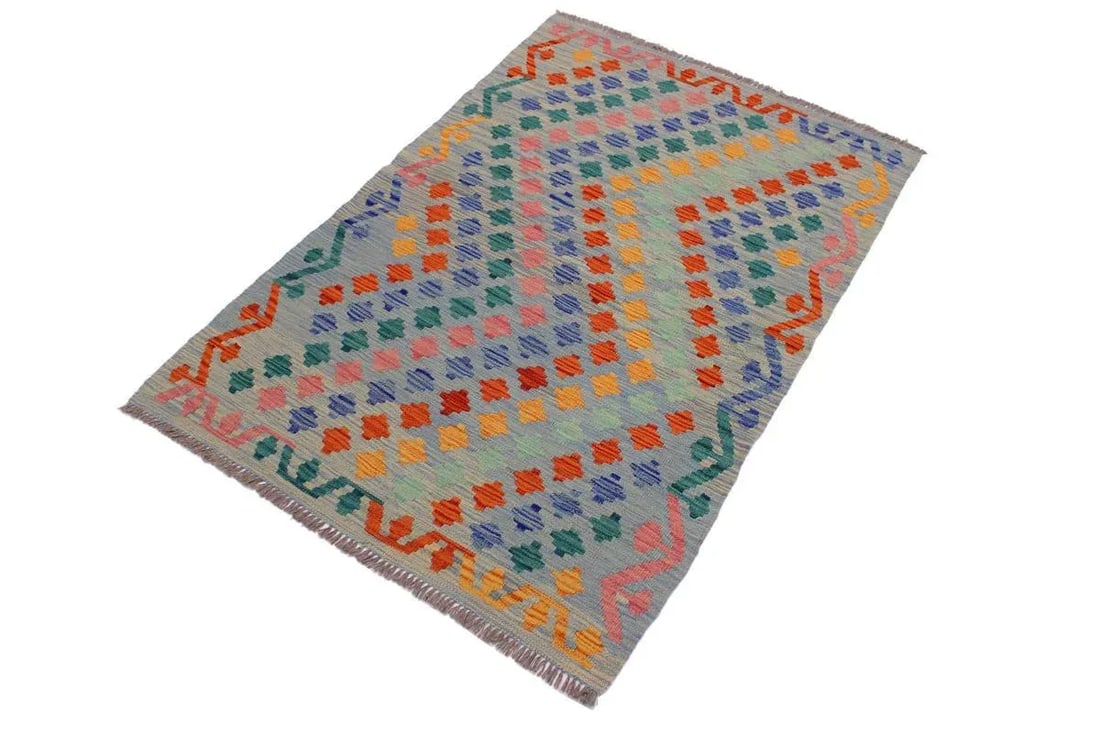 Shabby Chic Kilim Hand-Woven Wool Rug - 3"²3"³ × 4"²10"³ - 2