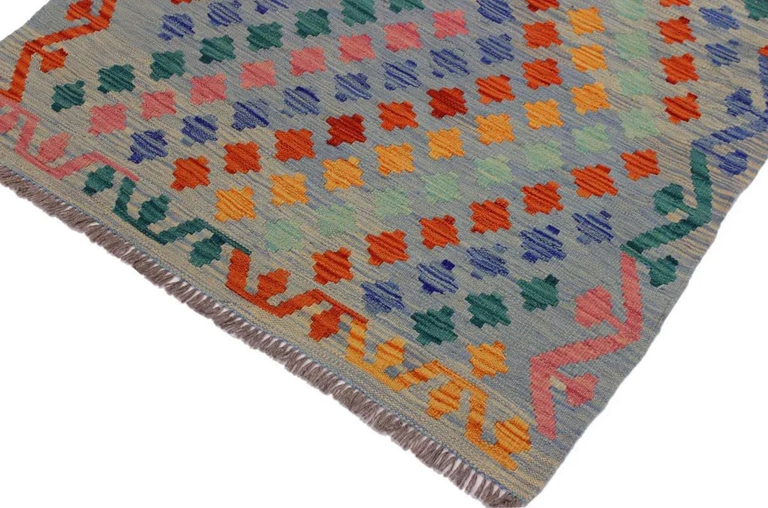 Shabby Chic Kilim Hand-Woven Wool Rug - 3"²3"³ × 4"²10"³ - 3
