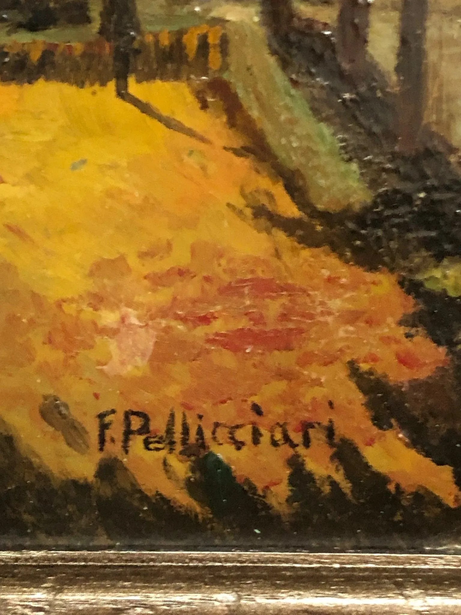 Silent Walk at Sundown - Vintage Oil on Board Signed on the Bottom - 3