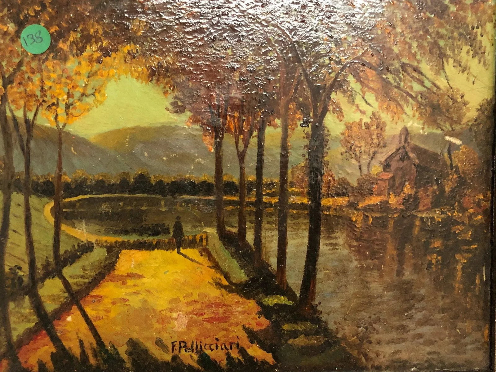 Silent Walk at Sundown - Vintage Oil on Board Signed on the Bottom - 5