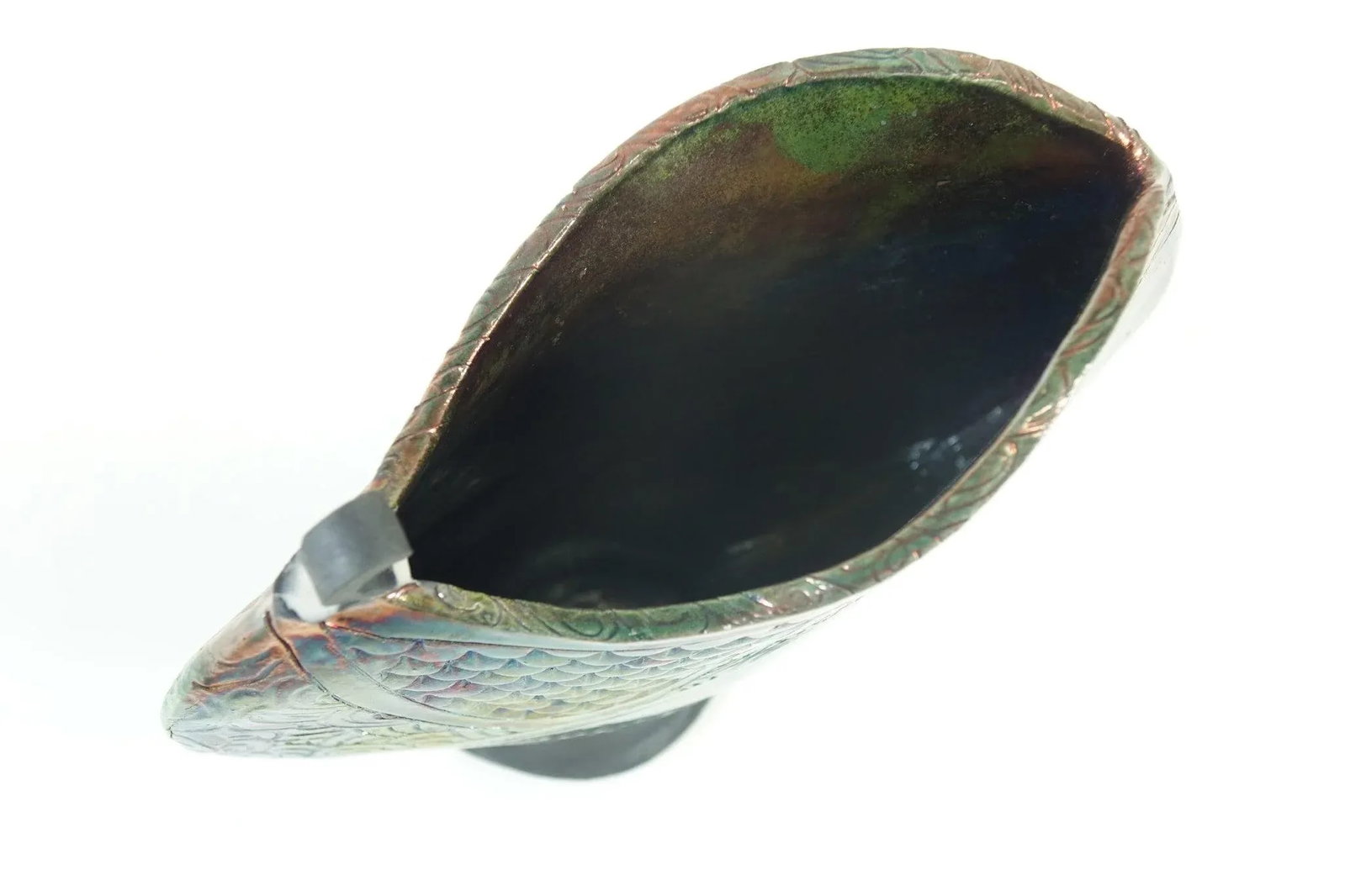 Iridescent Clay Vessel Signed - 5
