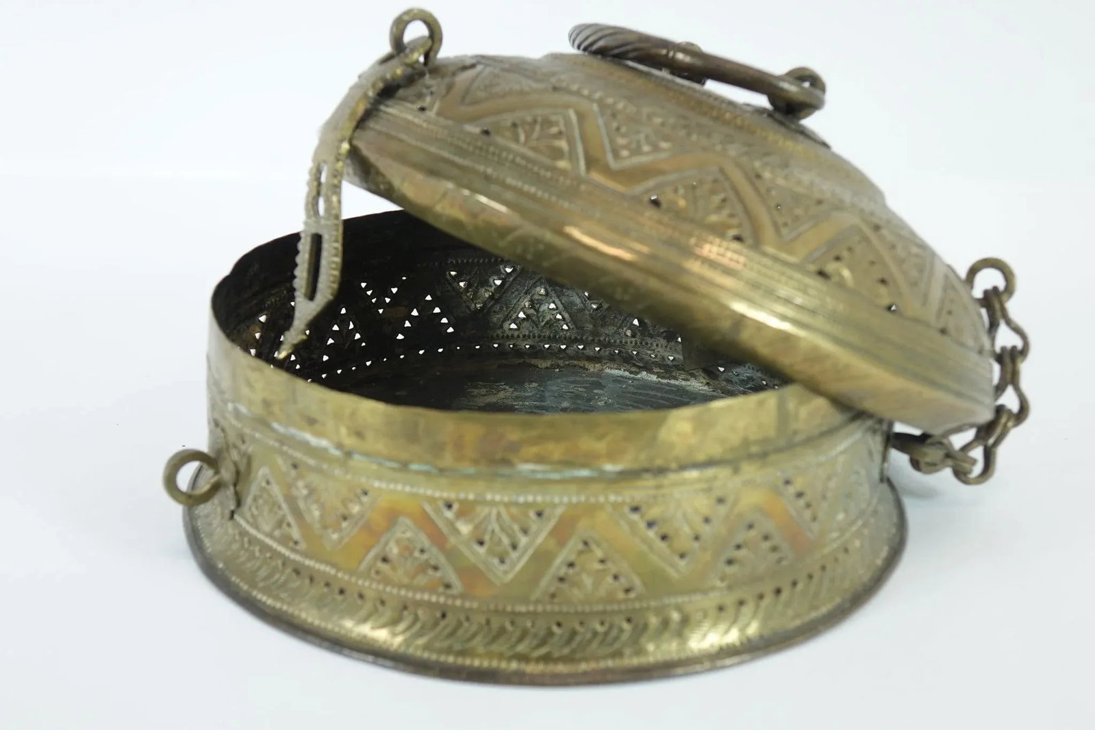 Antique Middle Eastern/Persian Brass Large Container Betel Box - 3