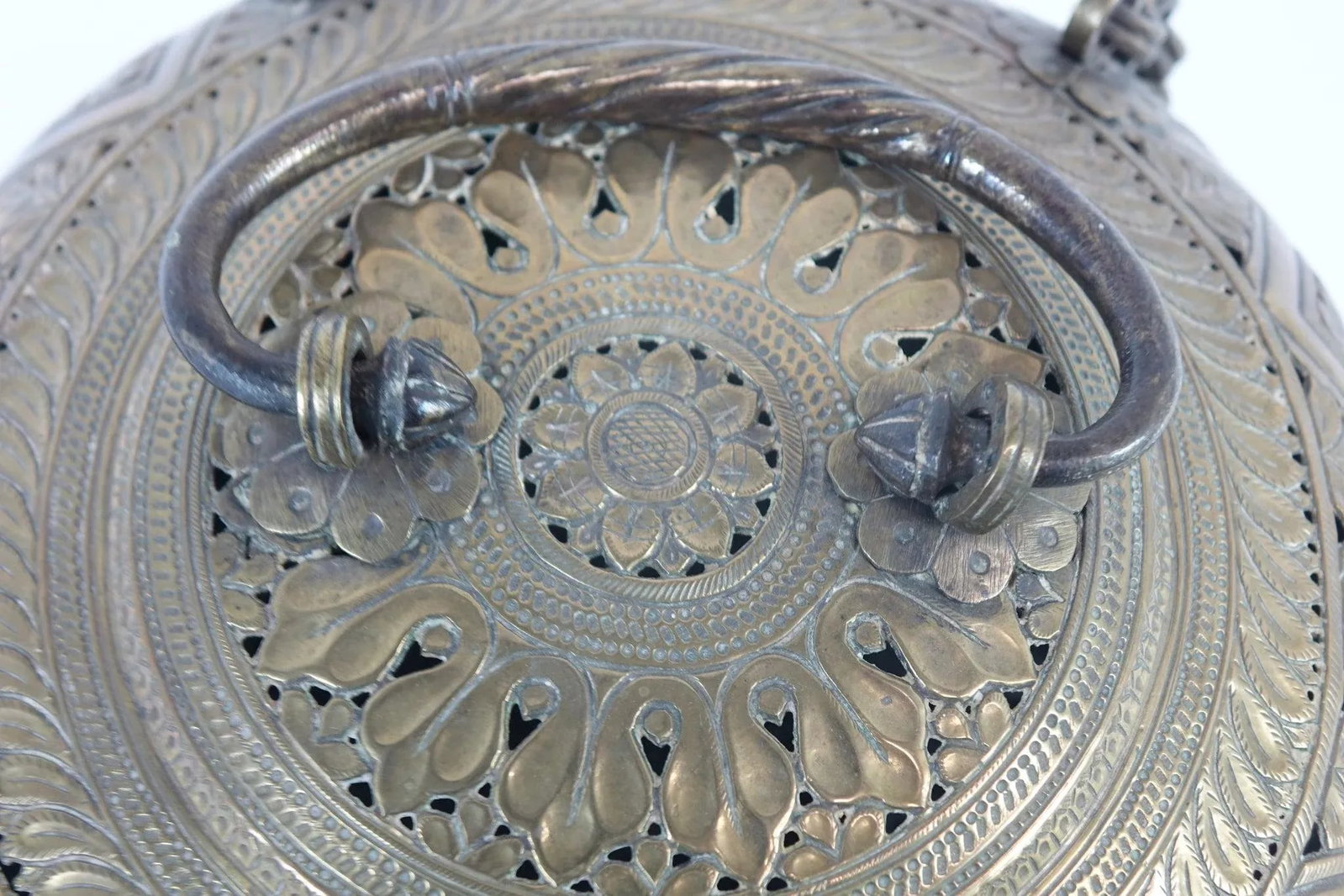 Antique Middle Eastern/Persian Brass Large Container Betel Box - 6