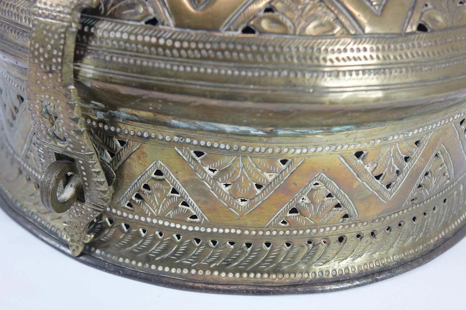 Antique Middle Eastern/Persian Brass Large Container Betel Box - 7
