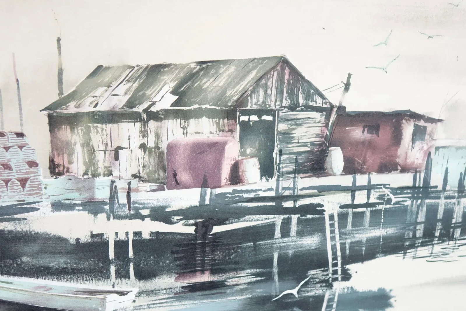 Late 20th Century Dock and Boats – Signed Lithograph - 2