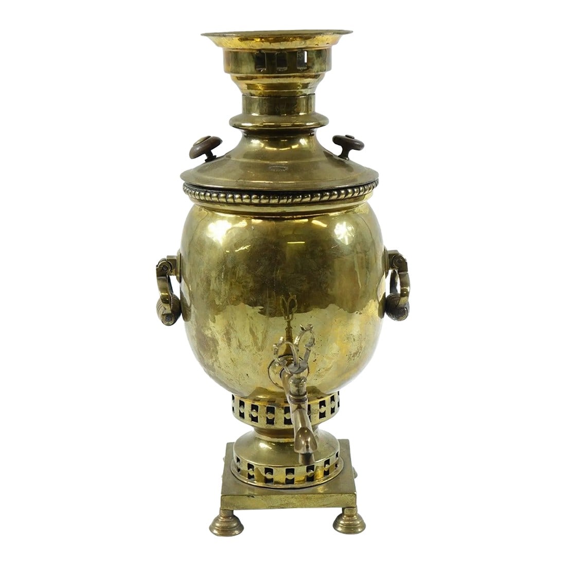 Antique Brass Russian Samovar 19th Century With Stamps: Antique Brass Russian Samovar 19th Century with Stamps Condition: Alterations: Unknown Imperfections: Some Imperfections Condition Notes: Good condition Dimensions: Height: 16 in. Width: 9 in. Depth: