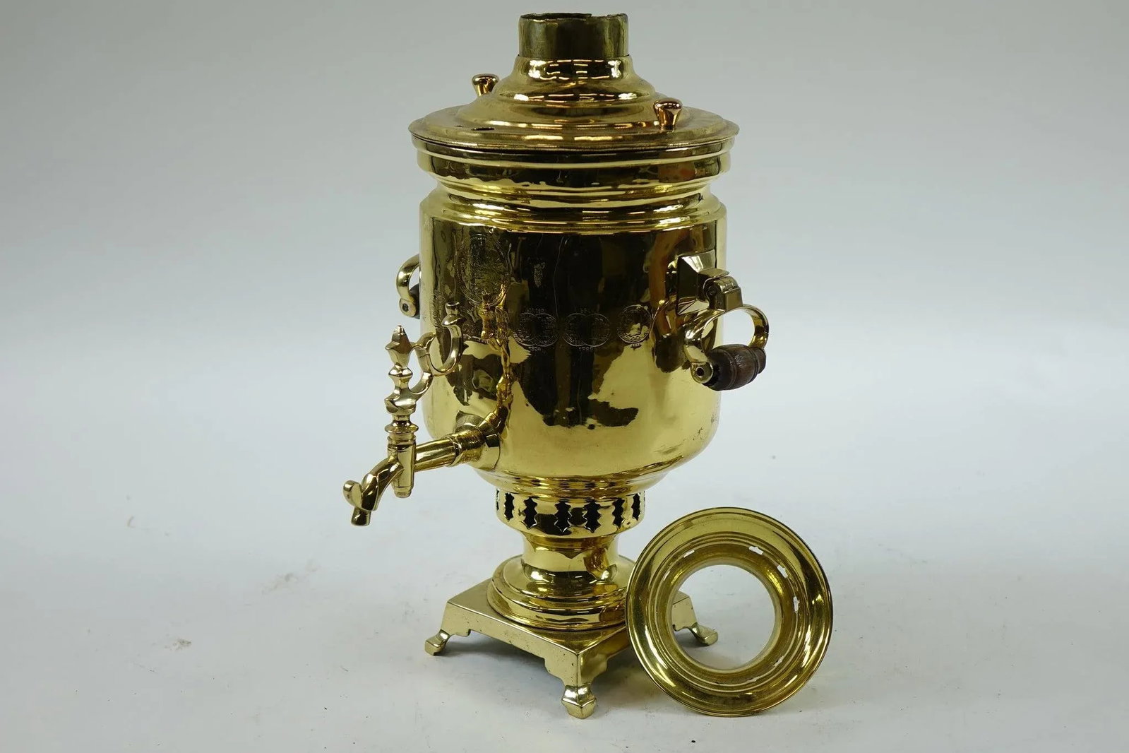 19th Century Brass Samovar – Antique-Style Design With Stamps - 5