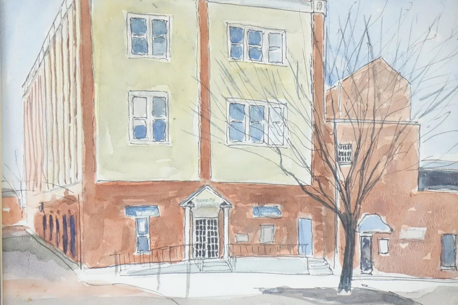 Maryland Town Original Watercolor on Paper Signed - 2